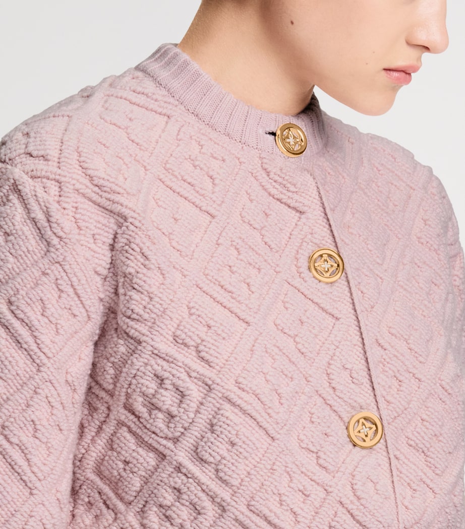 Wool-Blend Monogram Cardigan PINK Image 6