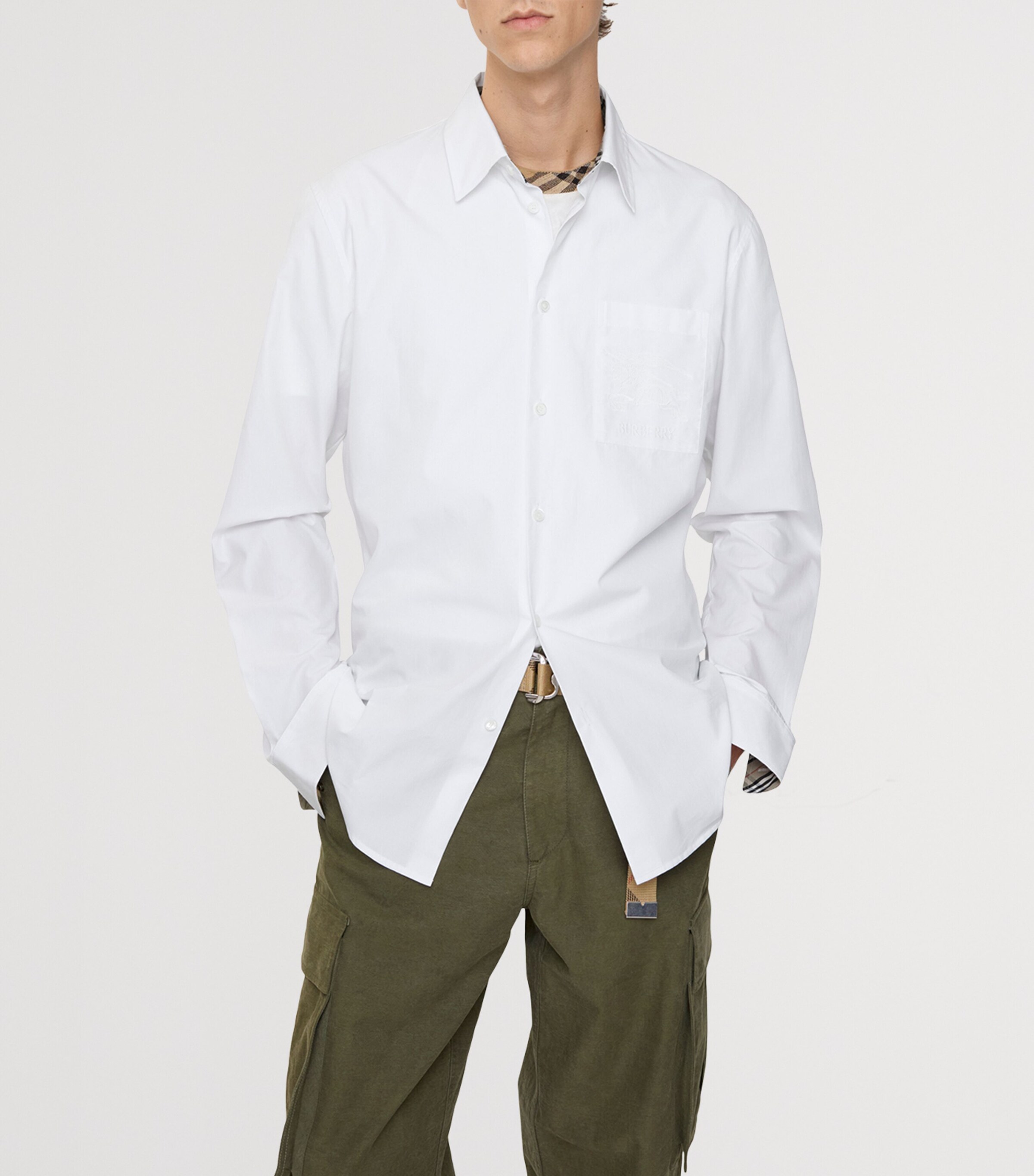 Cotton Poplin Logo Shirt OPTIC WHITE Image 2