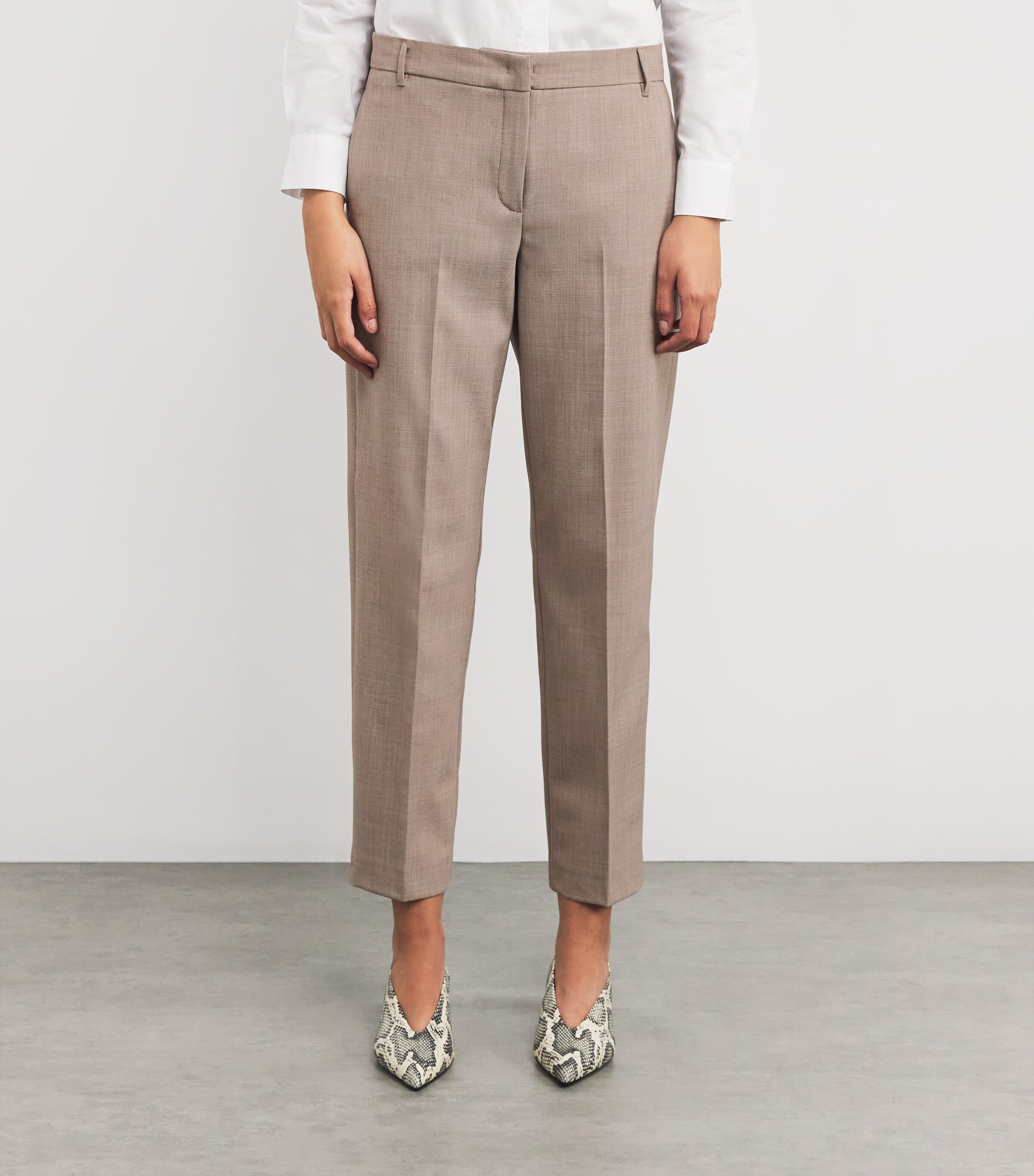 MAX&Co. Womens Cropped Slim Trousers Beige Image 3