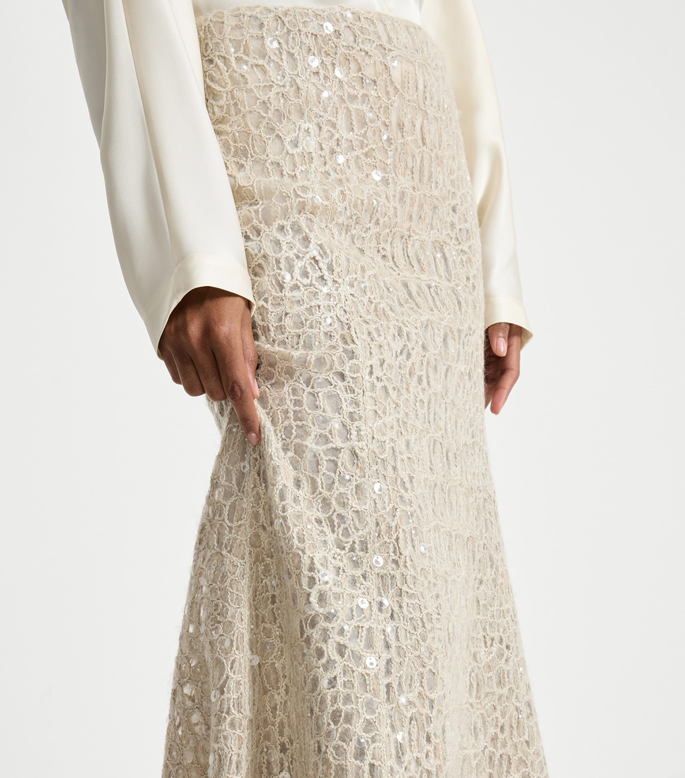 Mohair-Silk-Linen-Blend Maxi Skirt CRI71 Image 6