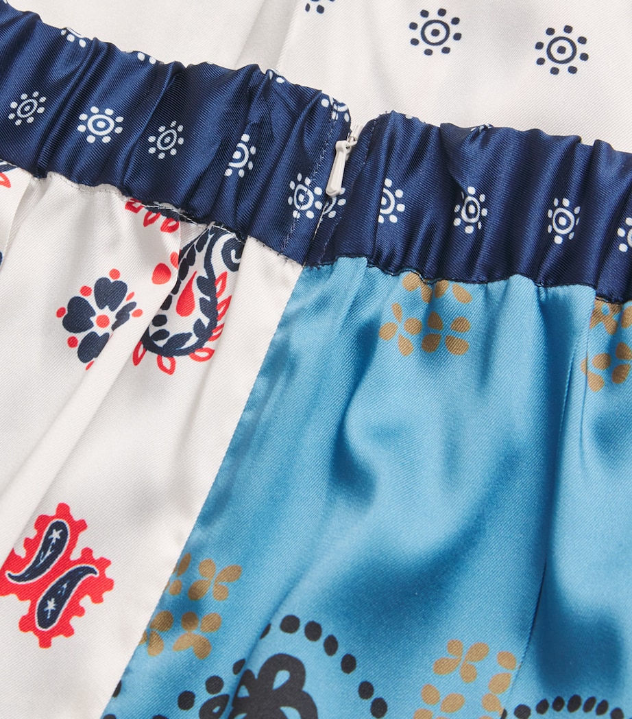 Silk Patchwork Print Maxi Skirt NAVY Image 5