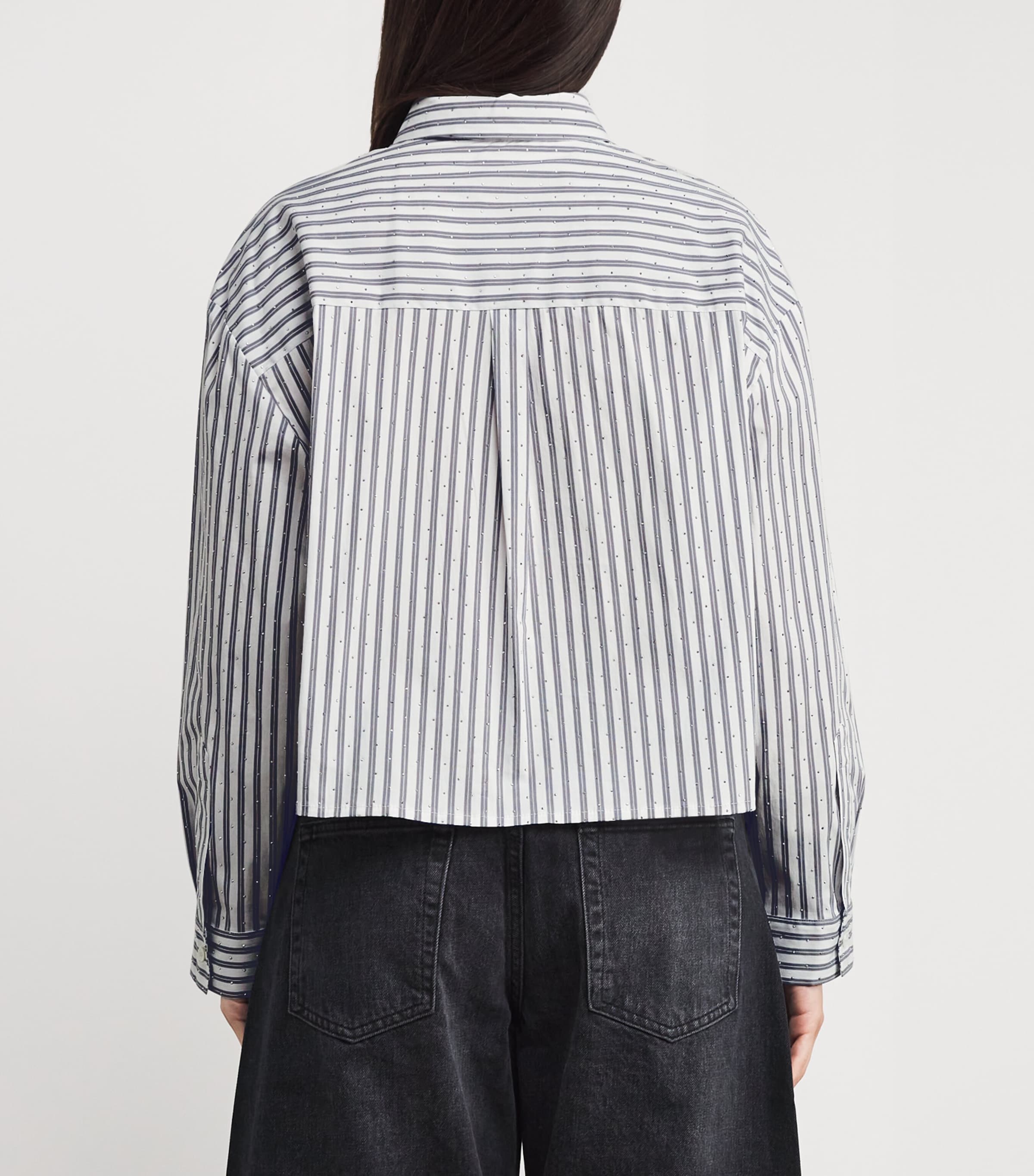 Rhinestone-Embellished Stripe Shirt ECRU STRIPES Image 4