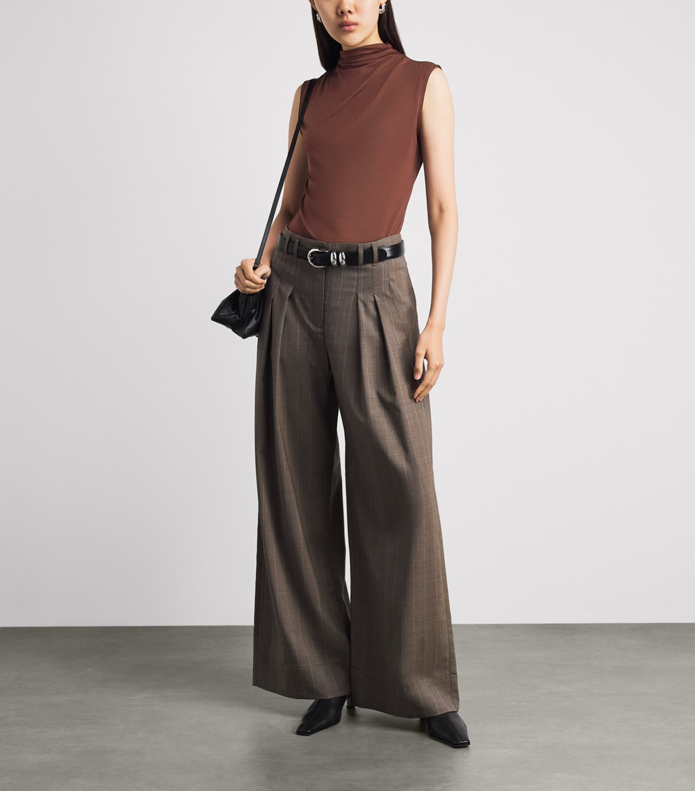 Me+em Sleeveless Draped Top In Brown