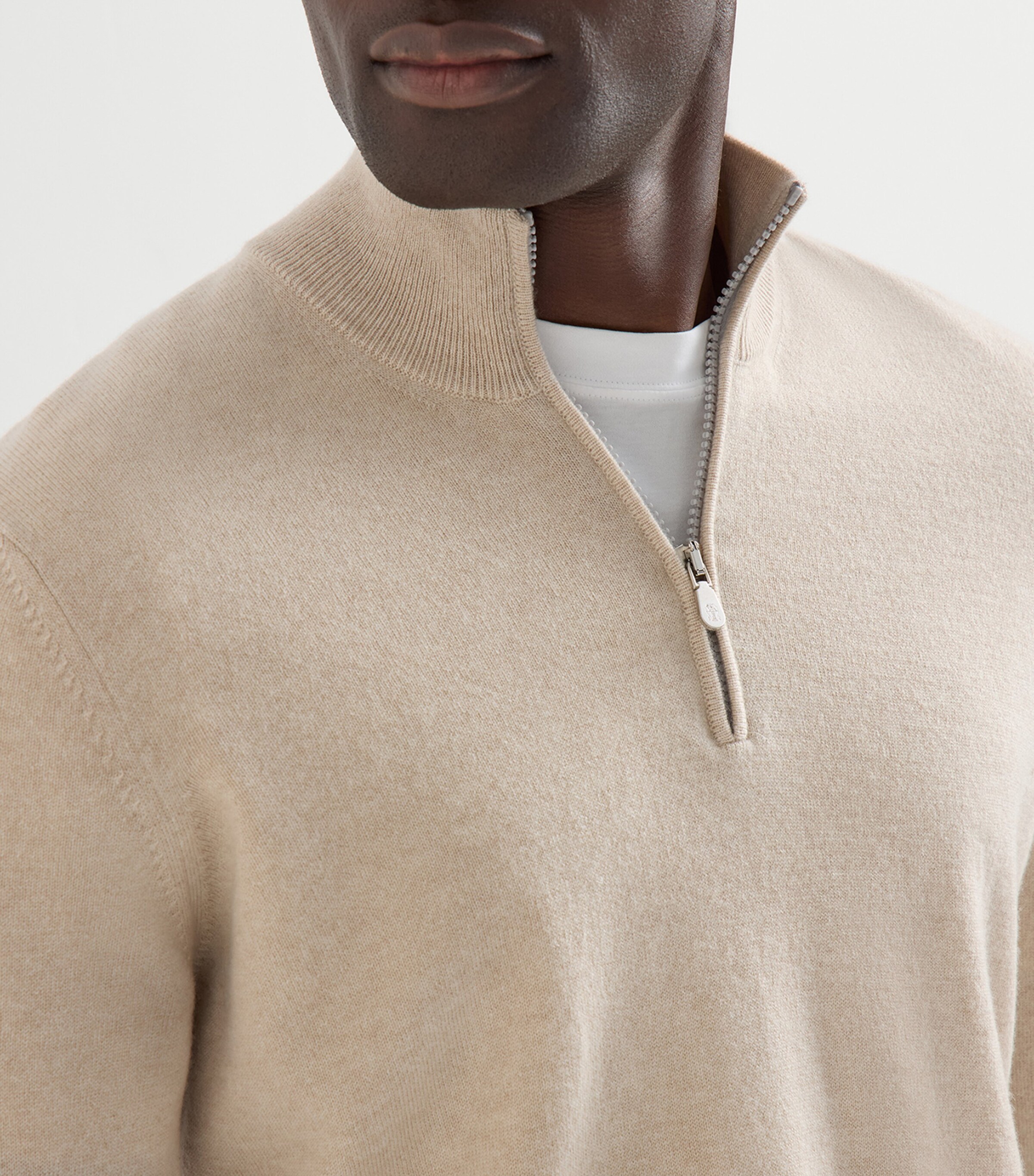 Brunello Cucinelli Mens Cashmere Quarter-Zip Sweater Image 6