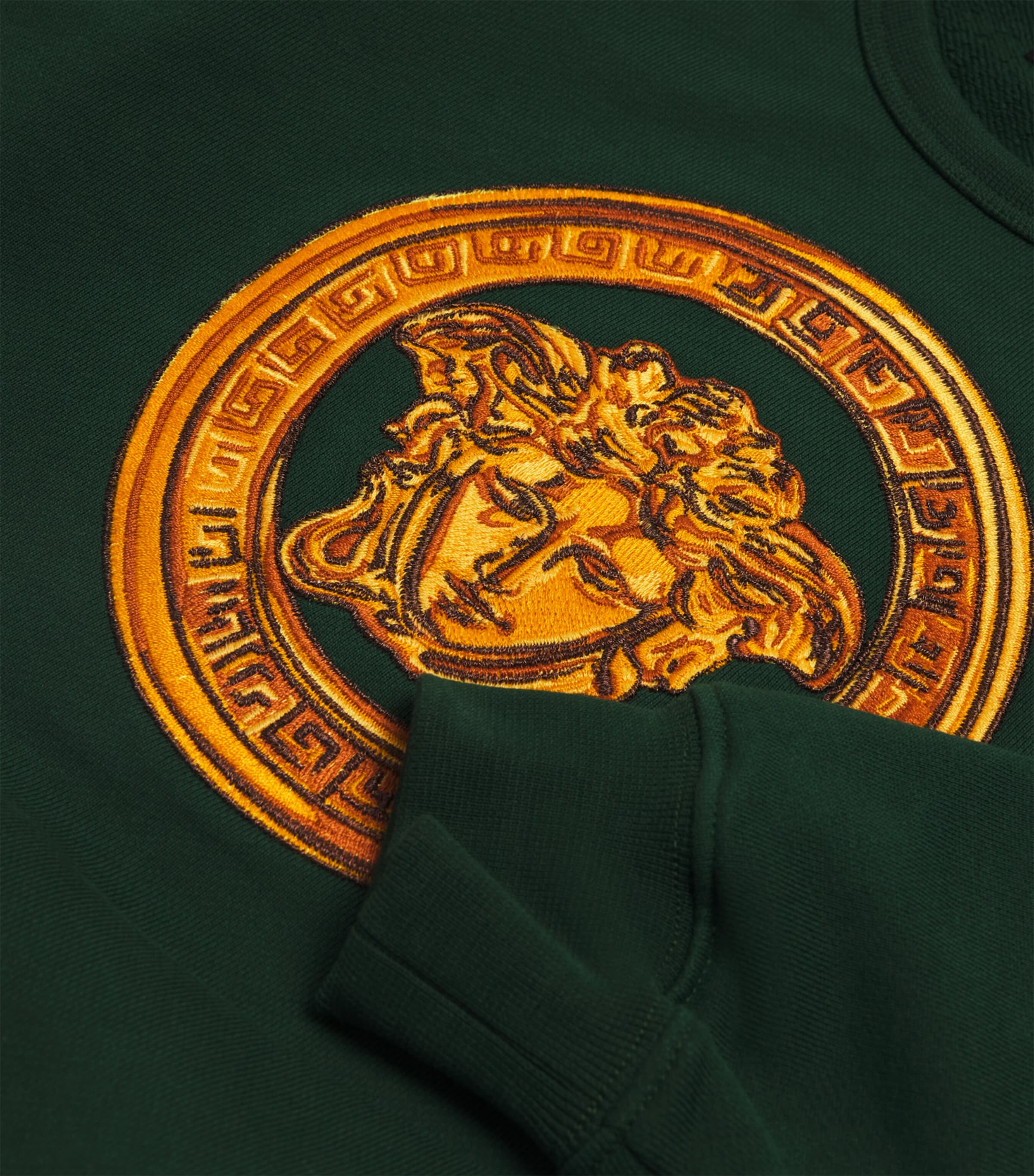 Cotton Embroidered Medusa Sweatshirt (6-14 Years) 2GQ30BOTTLE GRN+GOLD Image 4