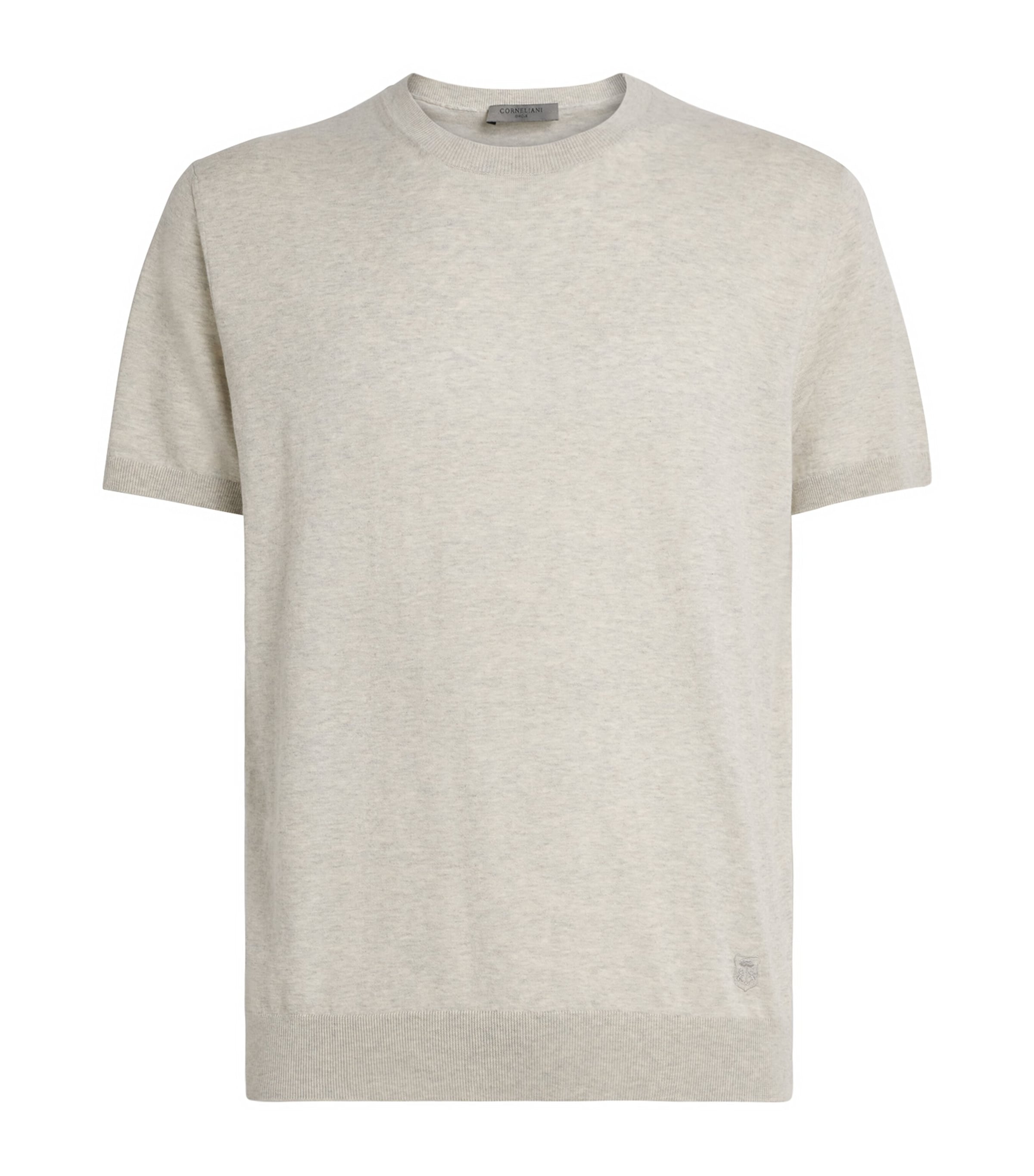 Corneliani Mens Silk-Cotton Short-Sleeve Sweater Grey Piece Dyed Image 1