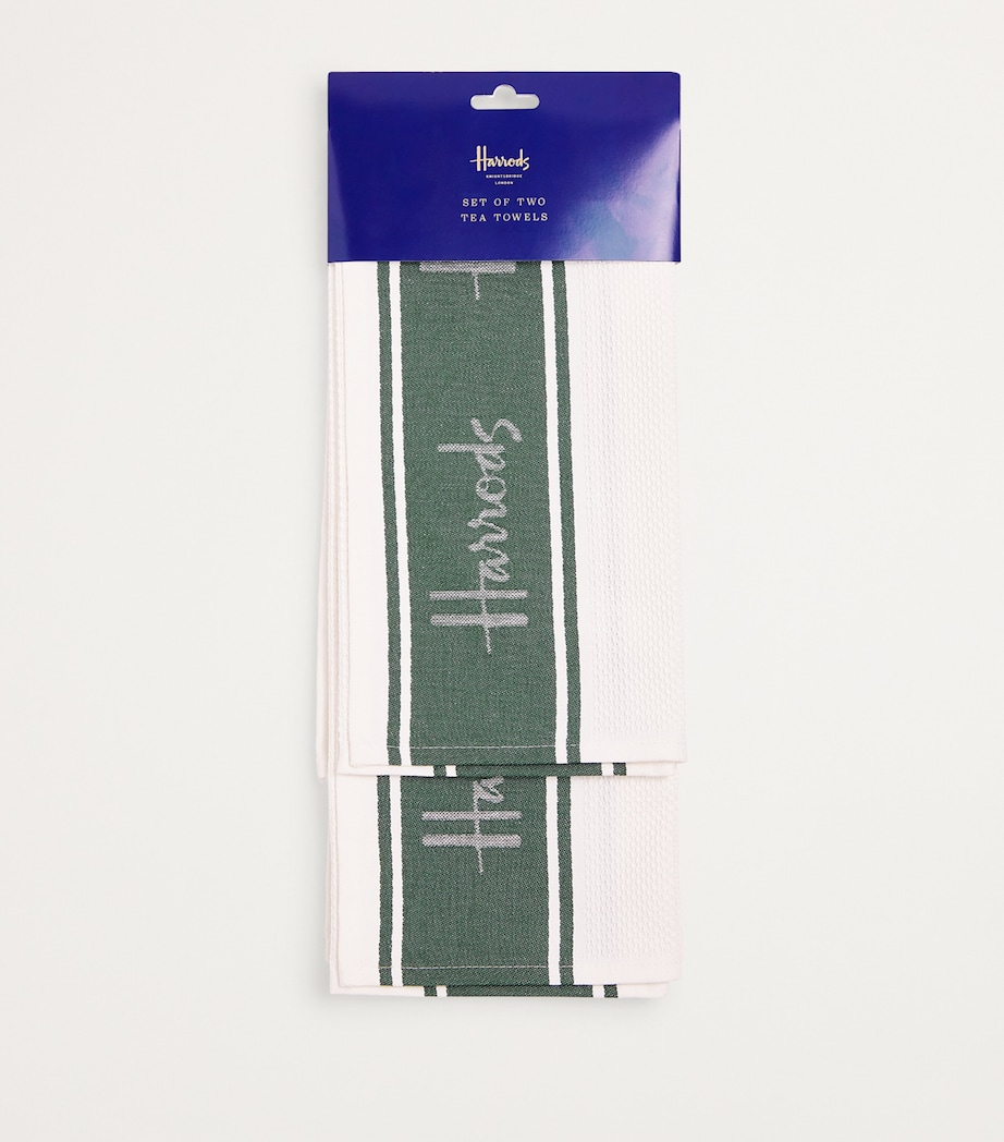 Set of 2 Organic Cotton Tea Towels GREEN Image 2