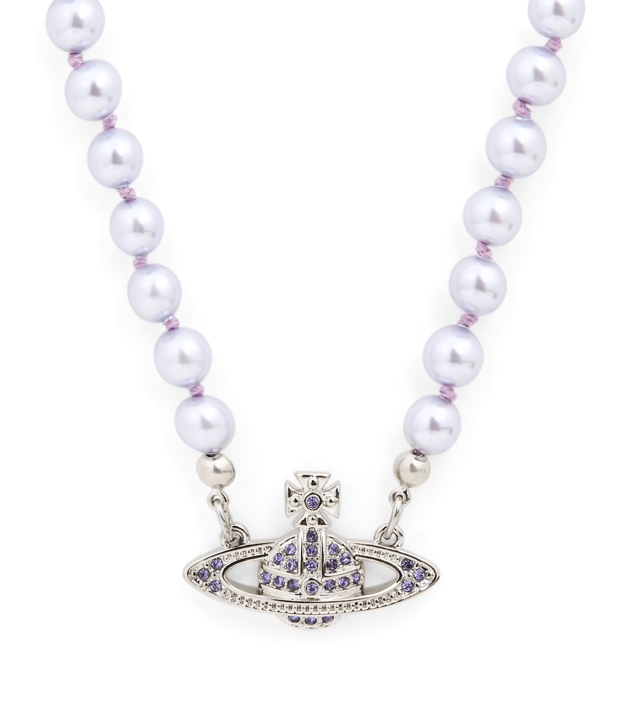 Faux Pearl Mini Bas Relief Necklace P658 PLATINUM Image 1
