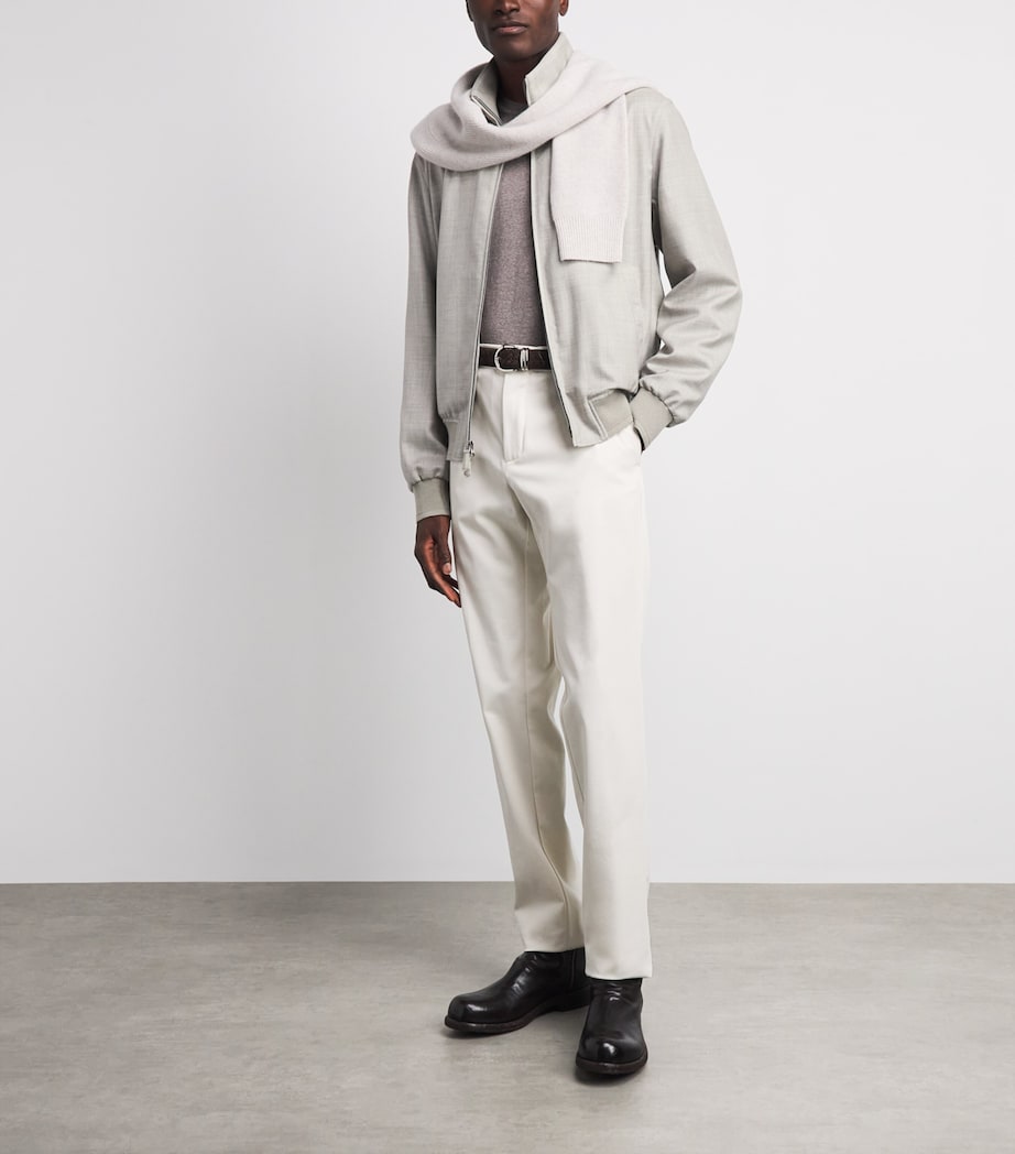 Ralph Lauren Purple Label Mens Cashmere-Silk Felton Bomber Jacket Cream/pearl Grey Image 2