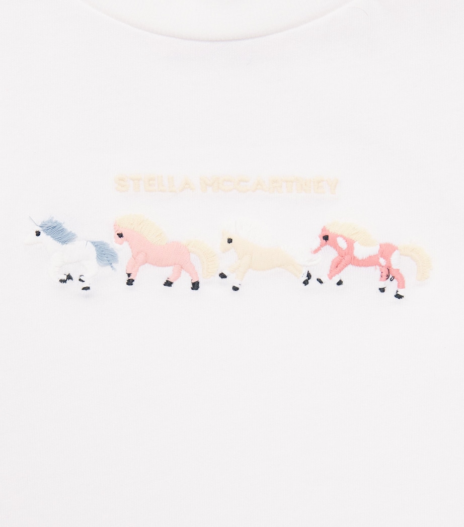 Stella McCartney Kids Cotton Horse T-Shirt (6-36 Months) Ivory Image 2