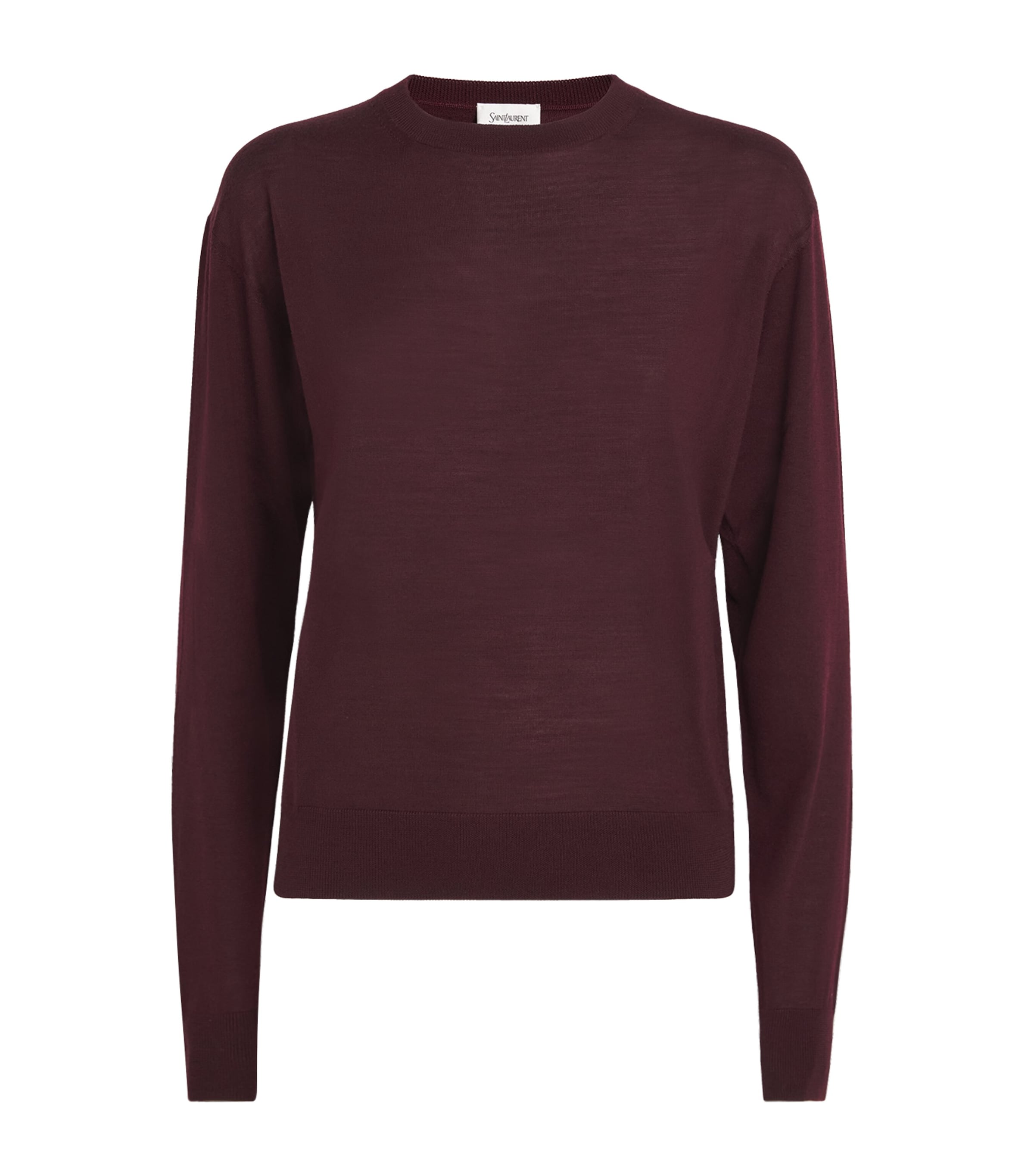 Saint Laurent Wool Crew-neck Sweater In Burgundy