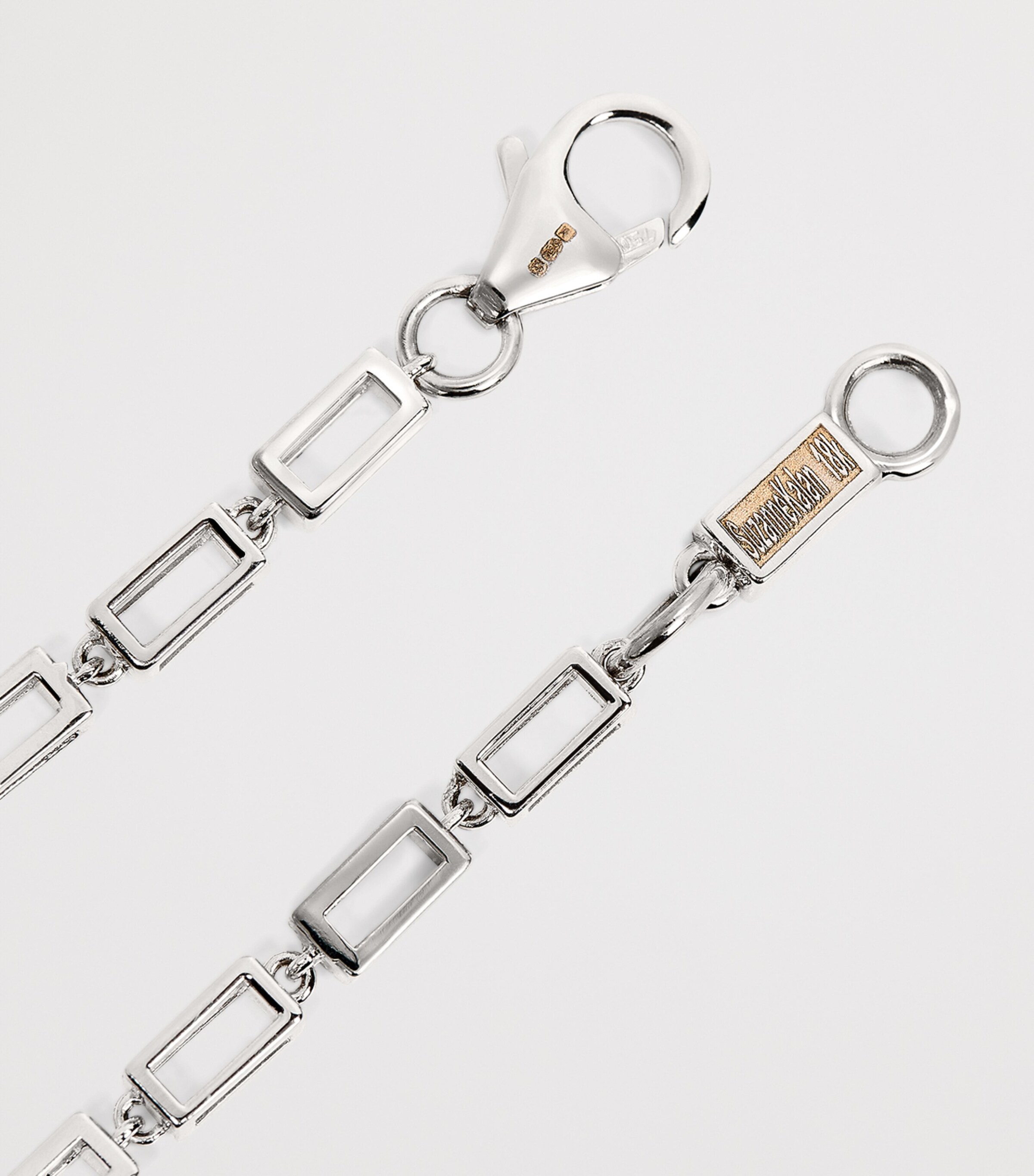 Suzanne Kalan White Gold and Diamond Large Block Chain Bracelet Wg/wd Image 4