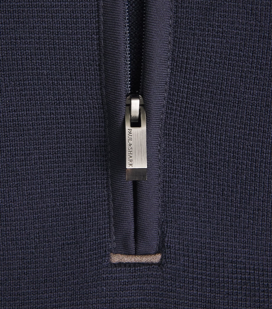 Paul & Shark Mens Virgin Wool Quarter-Zip Sweater Blu Scuro Tortra Image 6
