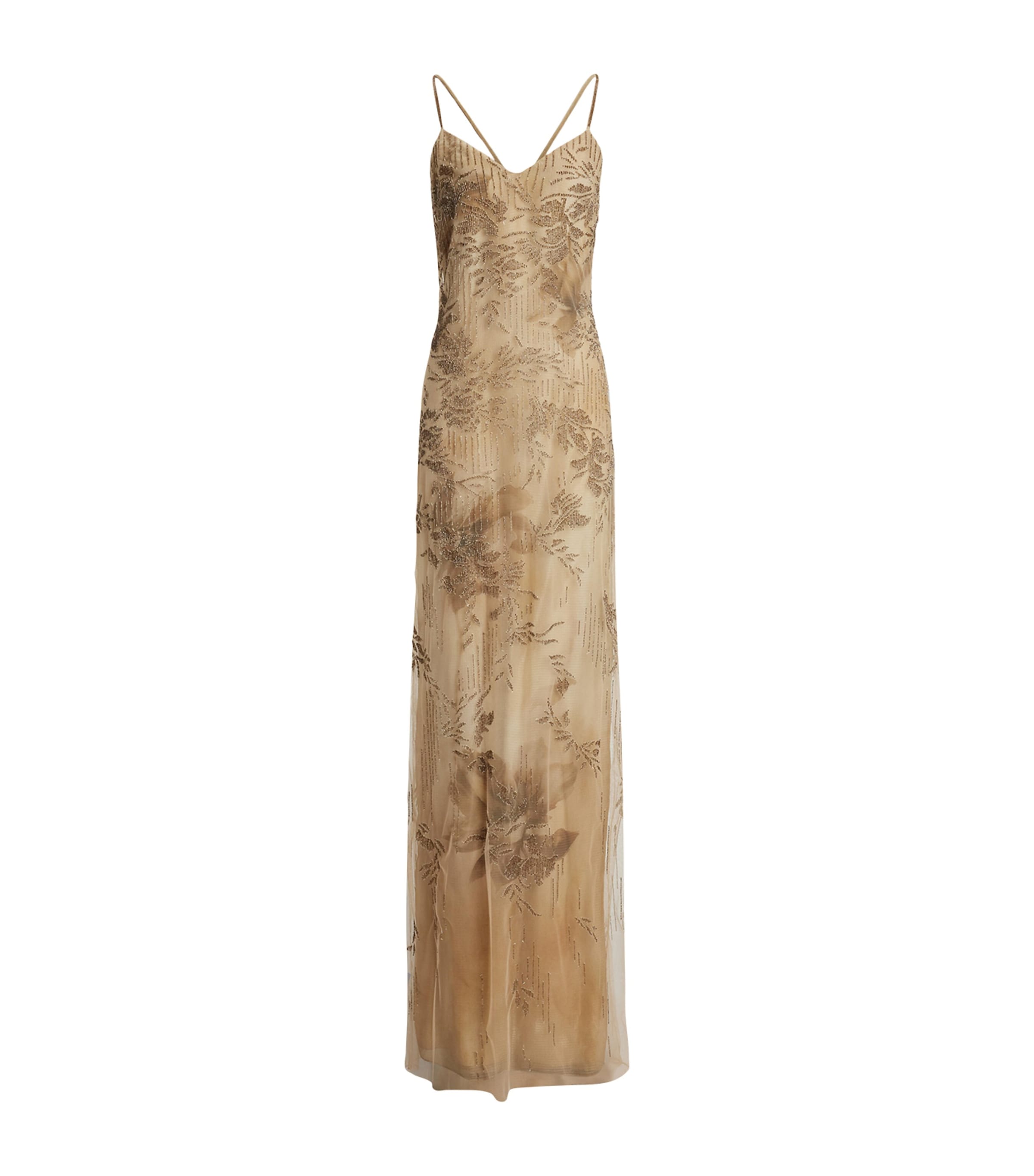 POLO RALPH LAUREN EMBELLISHED KACEY MAXI DRESS