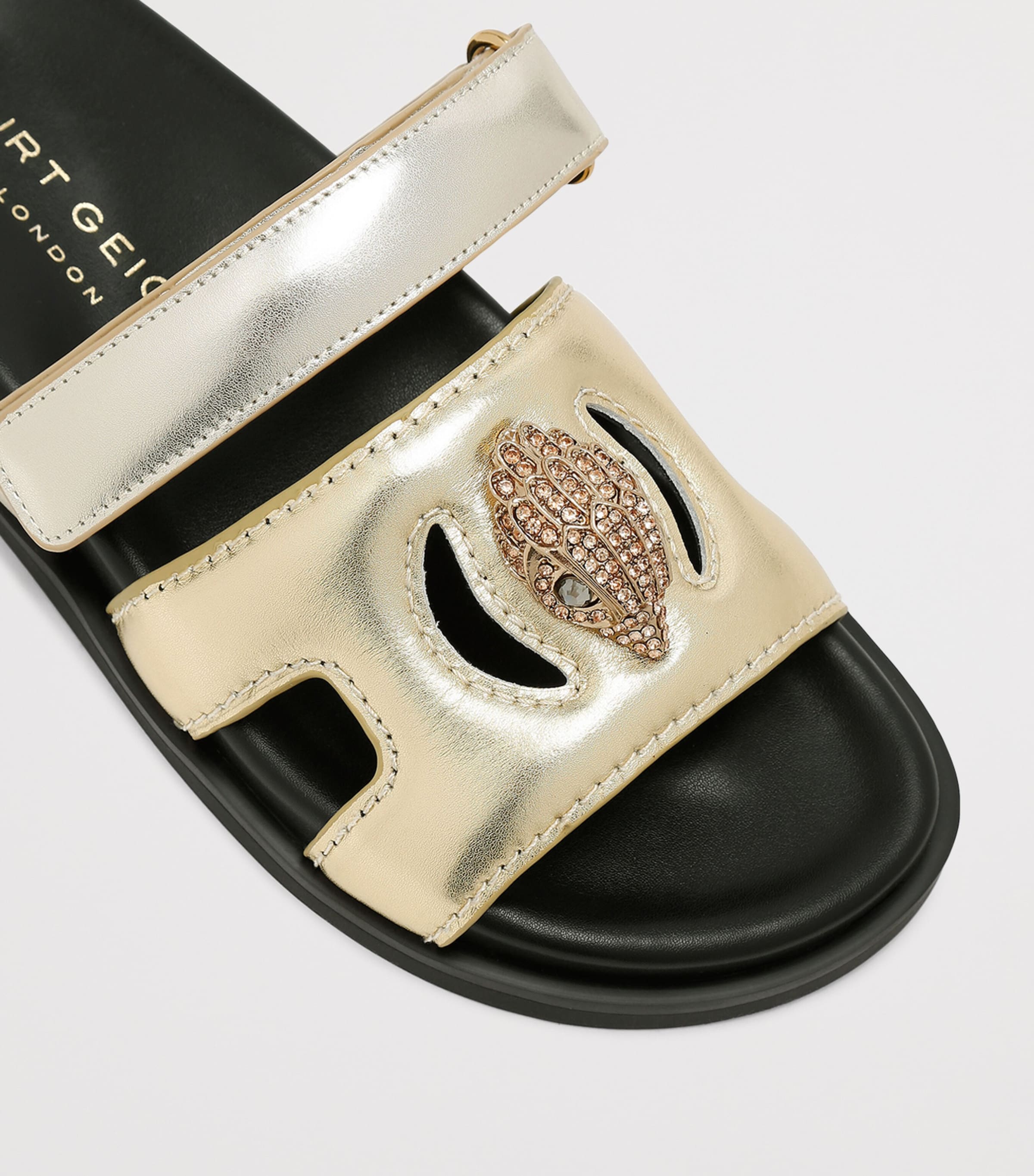 Kurt Geiger London Leather Cut Out Sandals Gold Comb Image 3