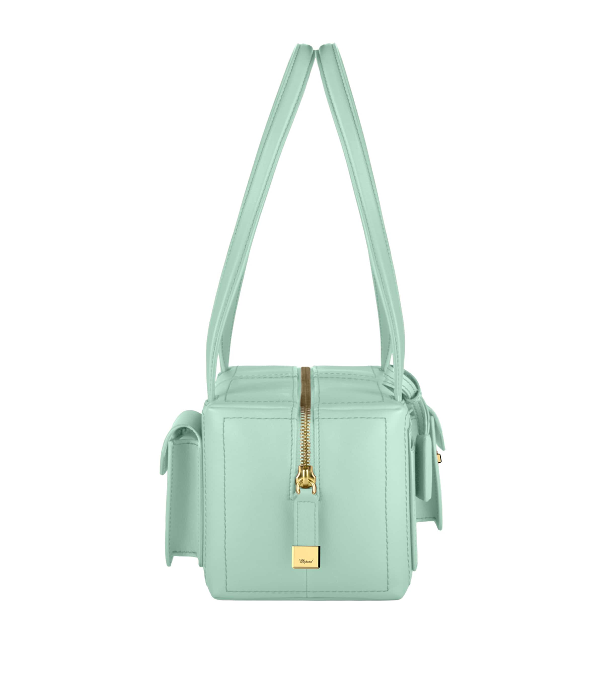 Leather Ice Cube Shoulder Bag GREEN Image 4