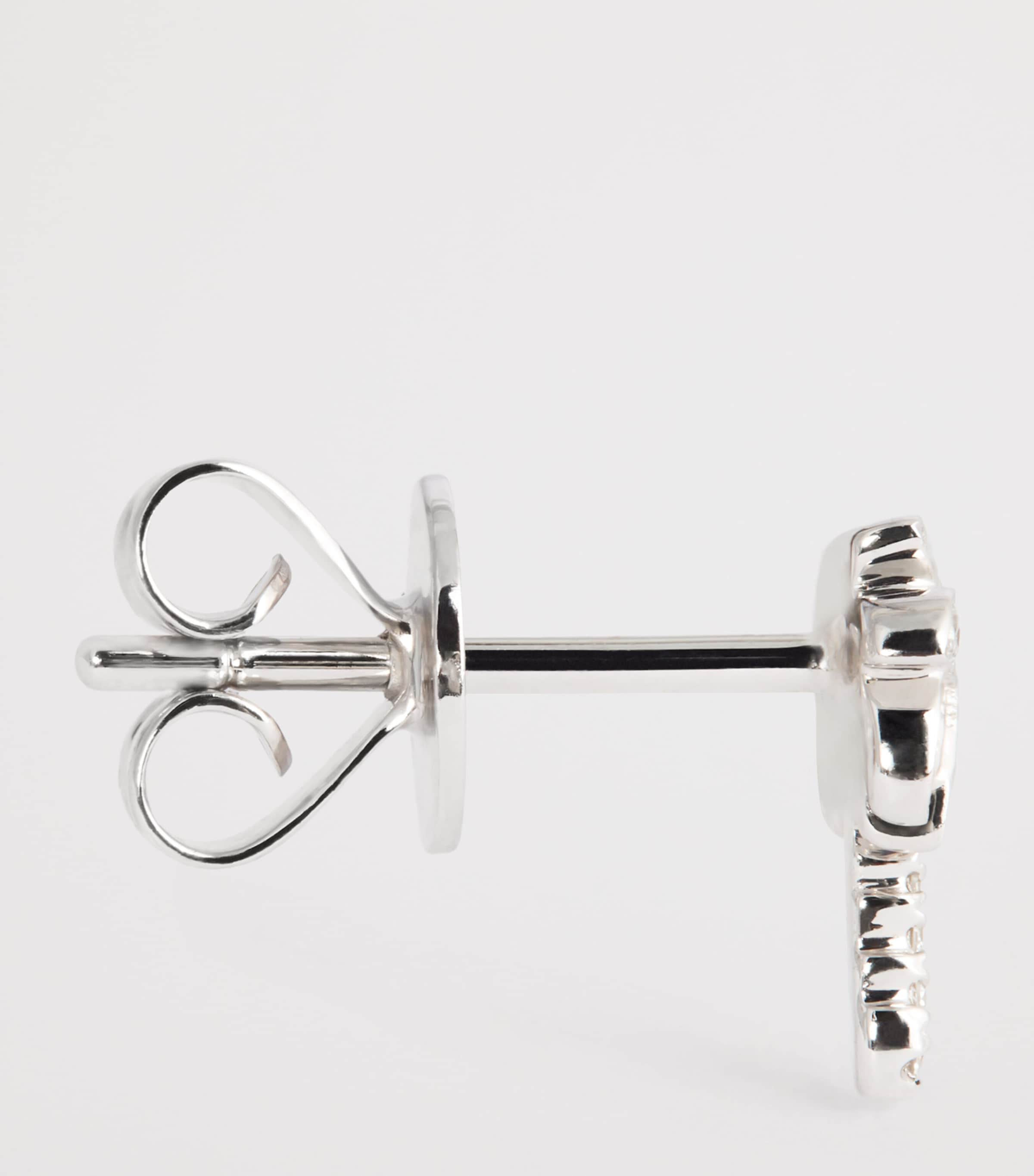 White Gold and Diamond Palm Tree Single Earring WHITE GOLD Image 4