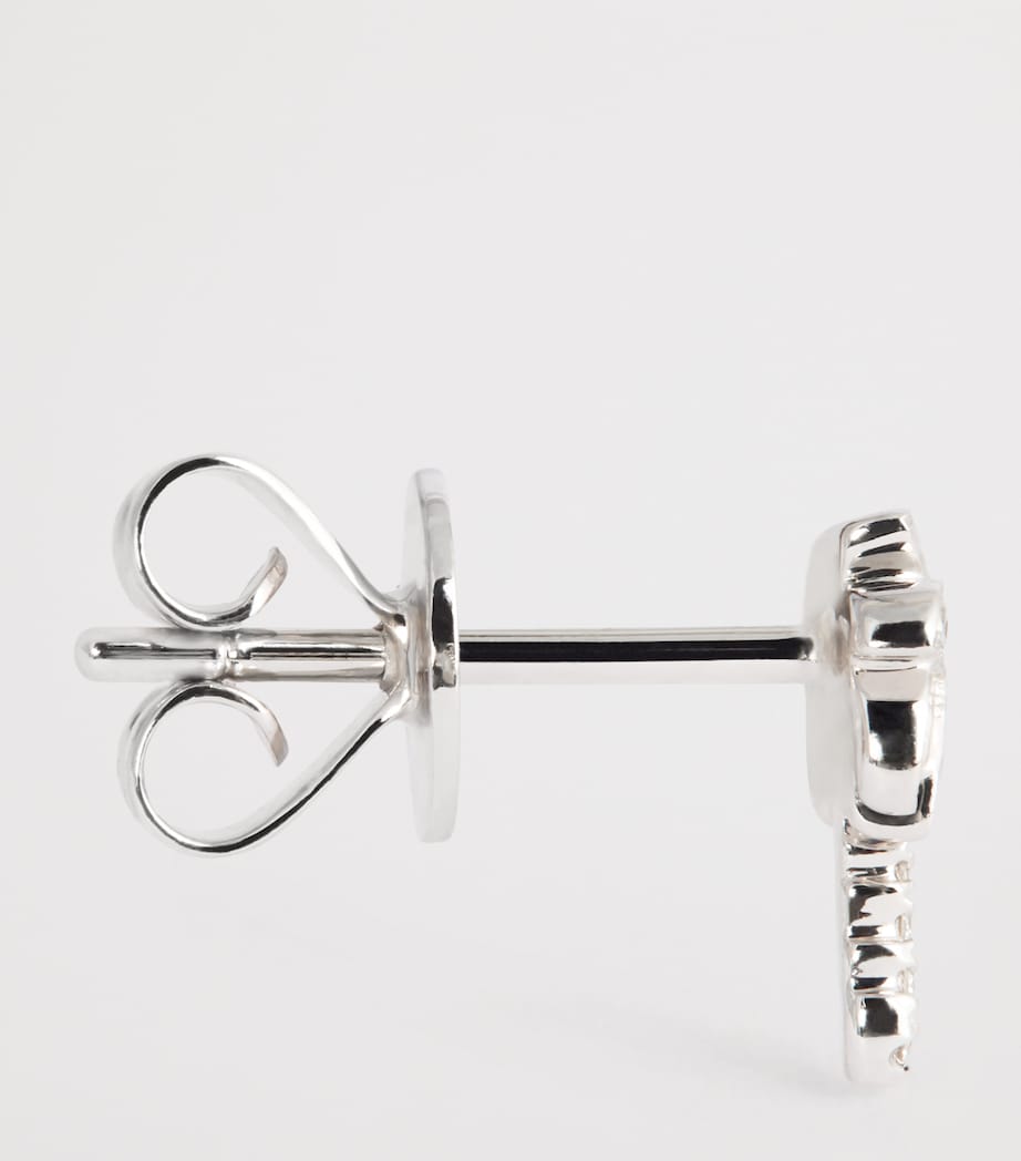 White Gold and Diamond Palm Tree Single Earring WHITE GOLD Image 4