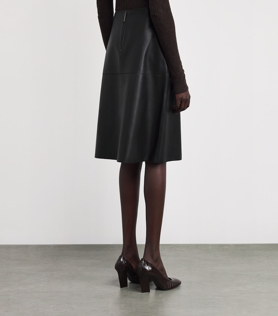 Niven Leather Midi Skirt BLACK Image 4