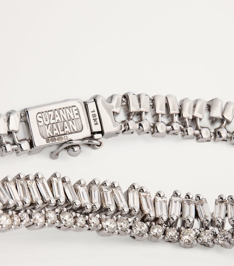 White Gold and Diamond Short Stack Tennis Necklace 18K WG/WD Image 3