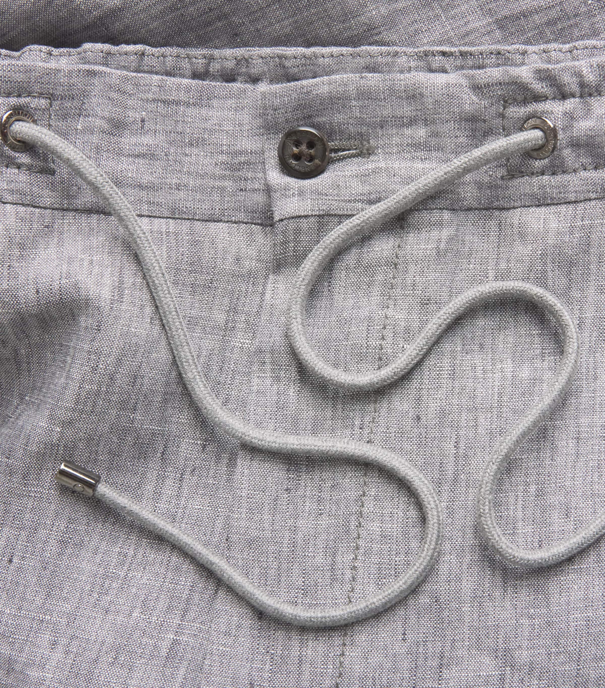 Corneliani Mens Linen Drawstring Trousers Gry Pce Dyed Ivr Image 6