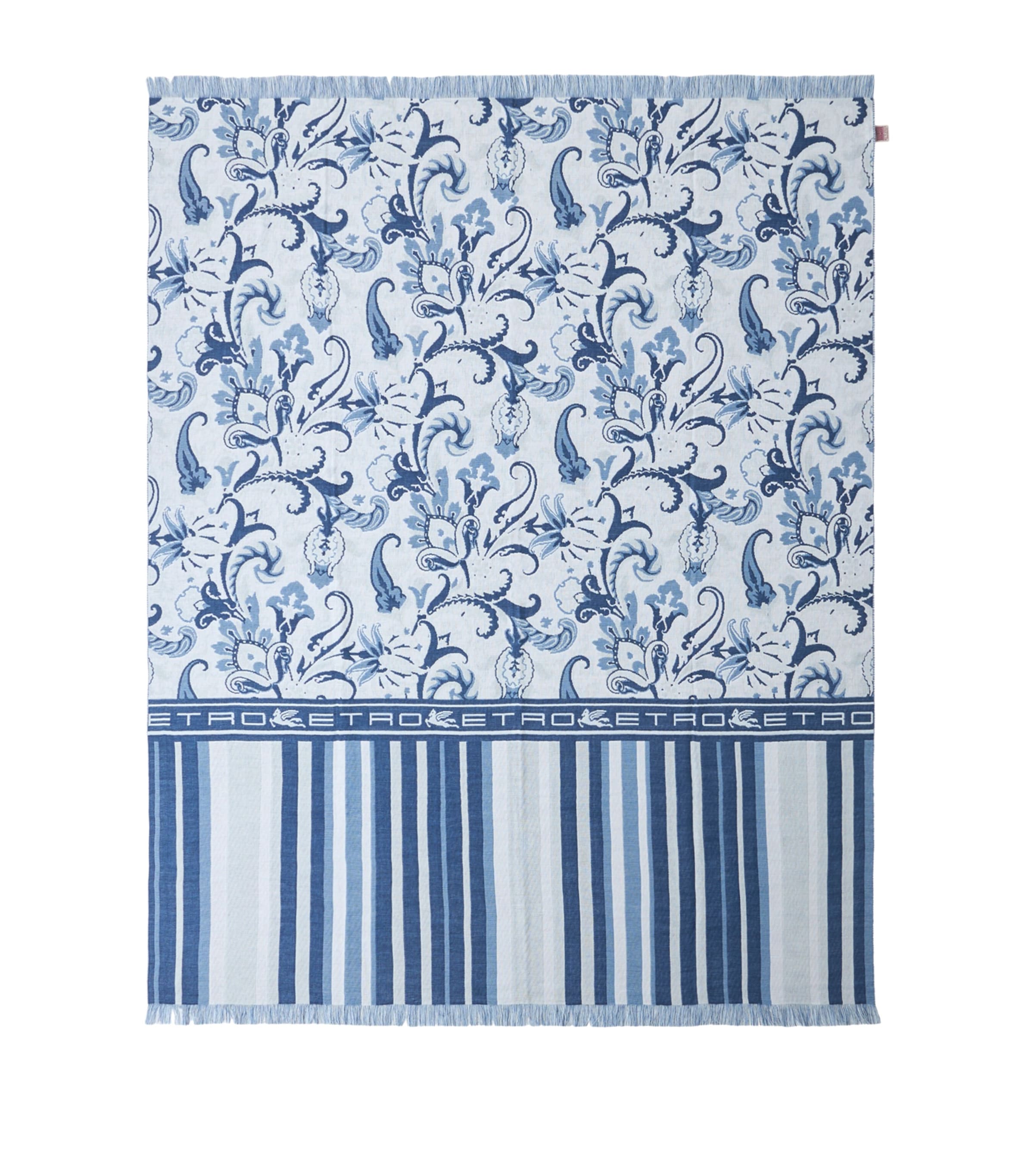 Etro Wool-Cotton Jacquard Farley Throw (140cm x 180cm) Dark Blue Image 1