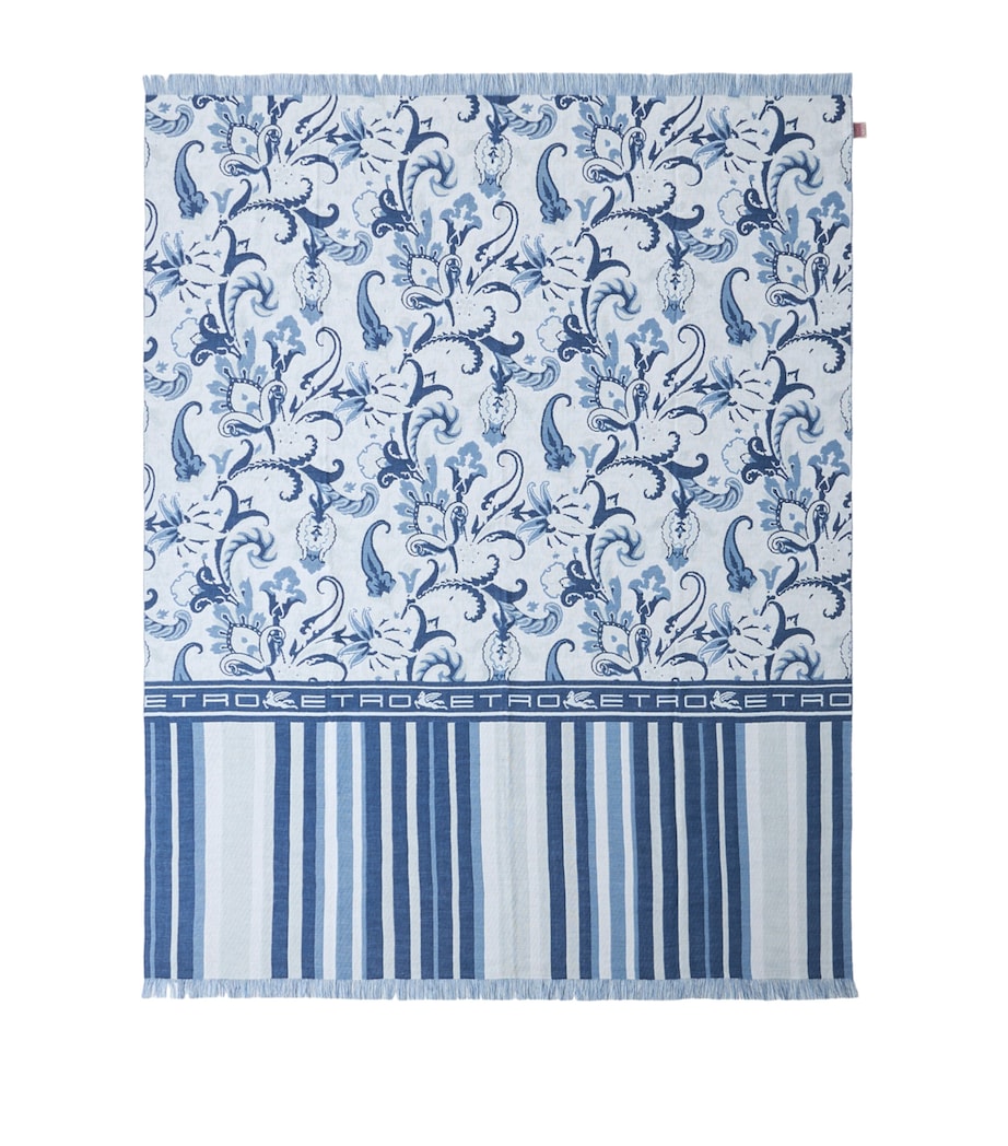 Etro Wool-Cotton Jacquard Farley Throw (140cm x 180cm) Dark Blue Image 1