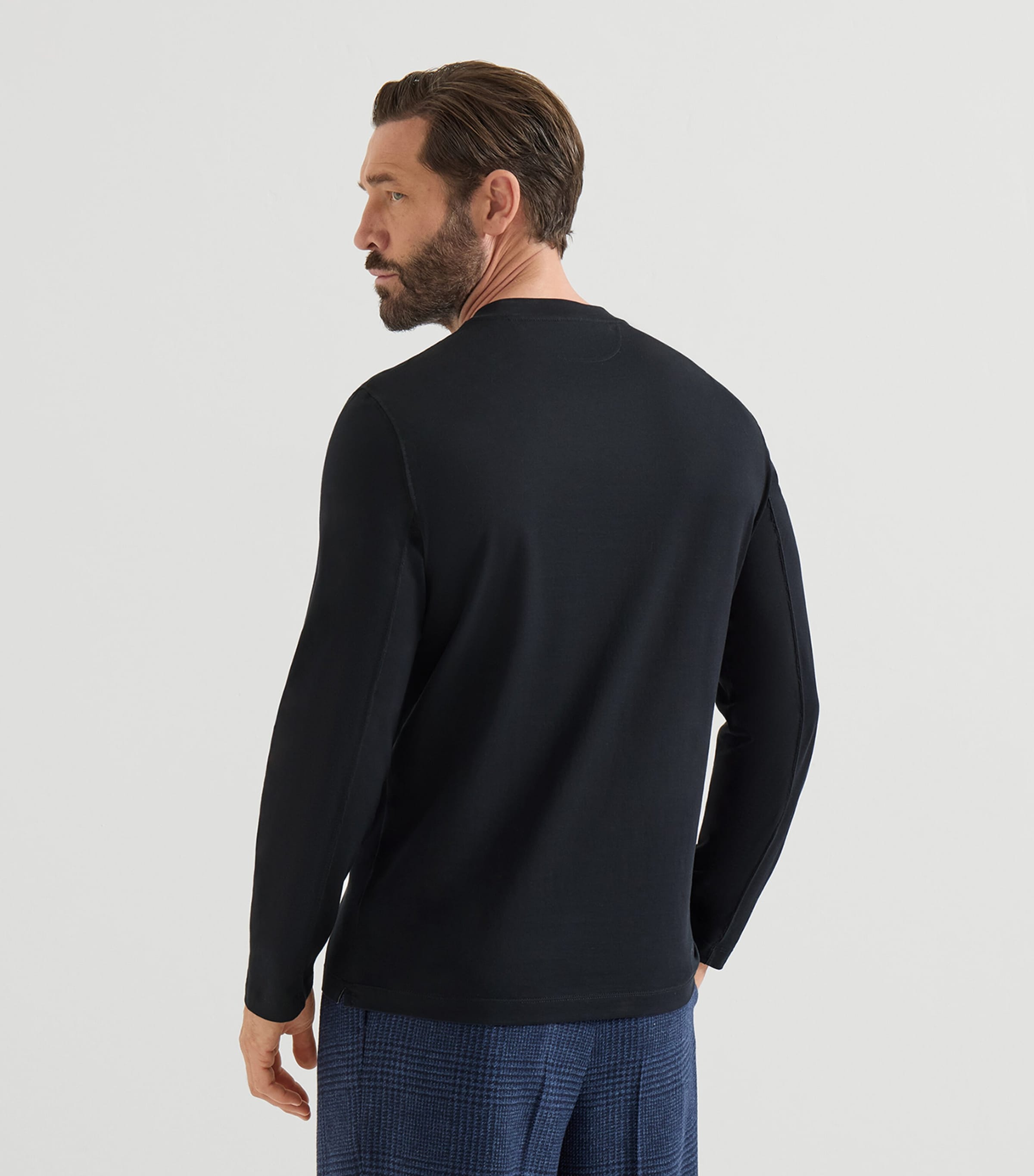 Brunello Cucinelli Mens Cotton Long-Sleeve T-Shirt Blue Image 5