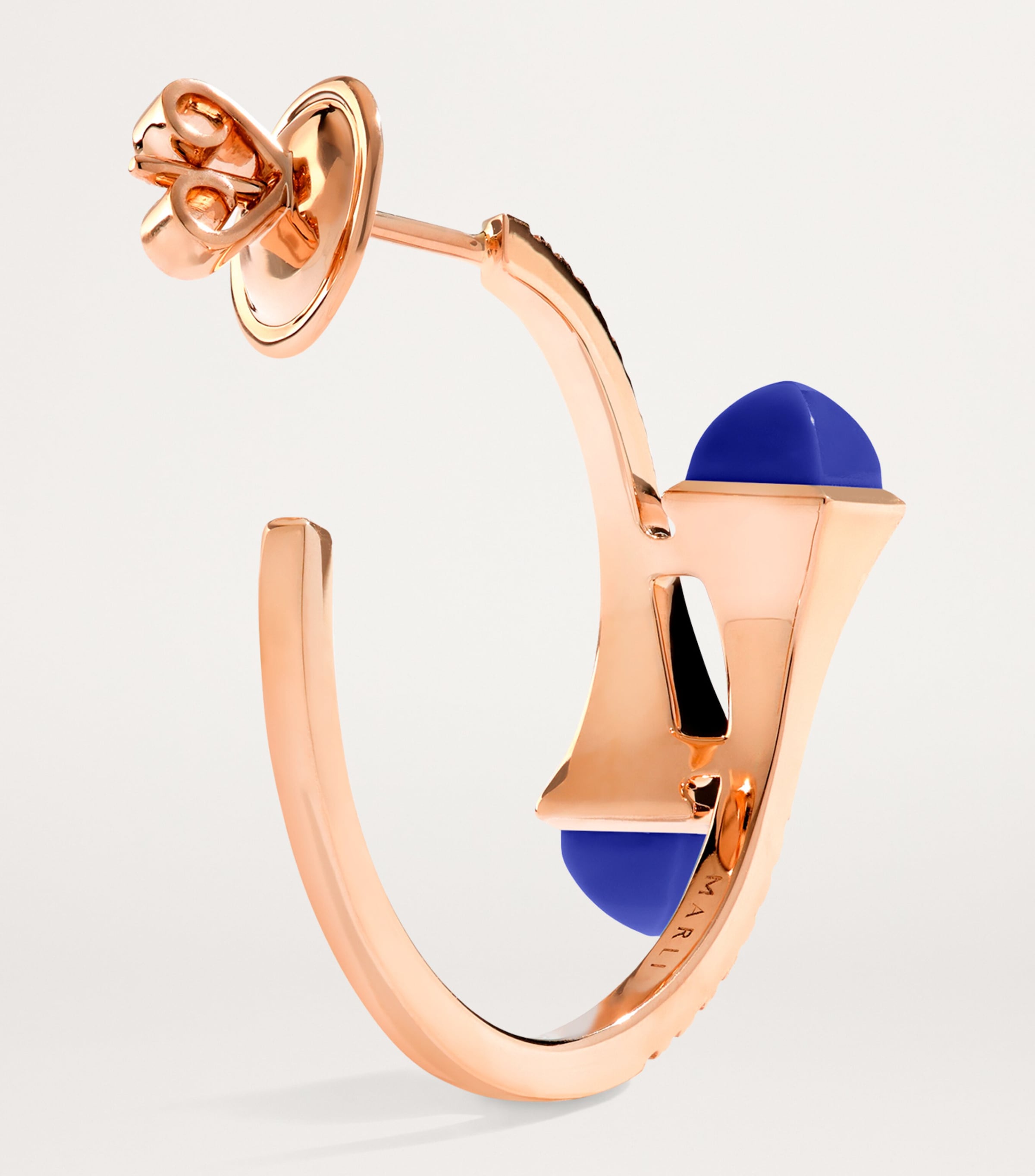 Small Rose Gold, Diamond and Lapis Lazuli Cleo Hoop Earrings ROSE GOLD Image 3