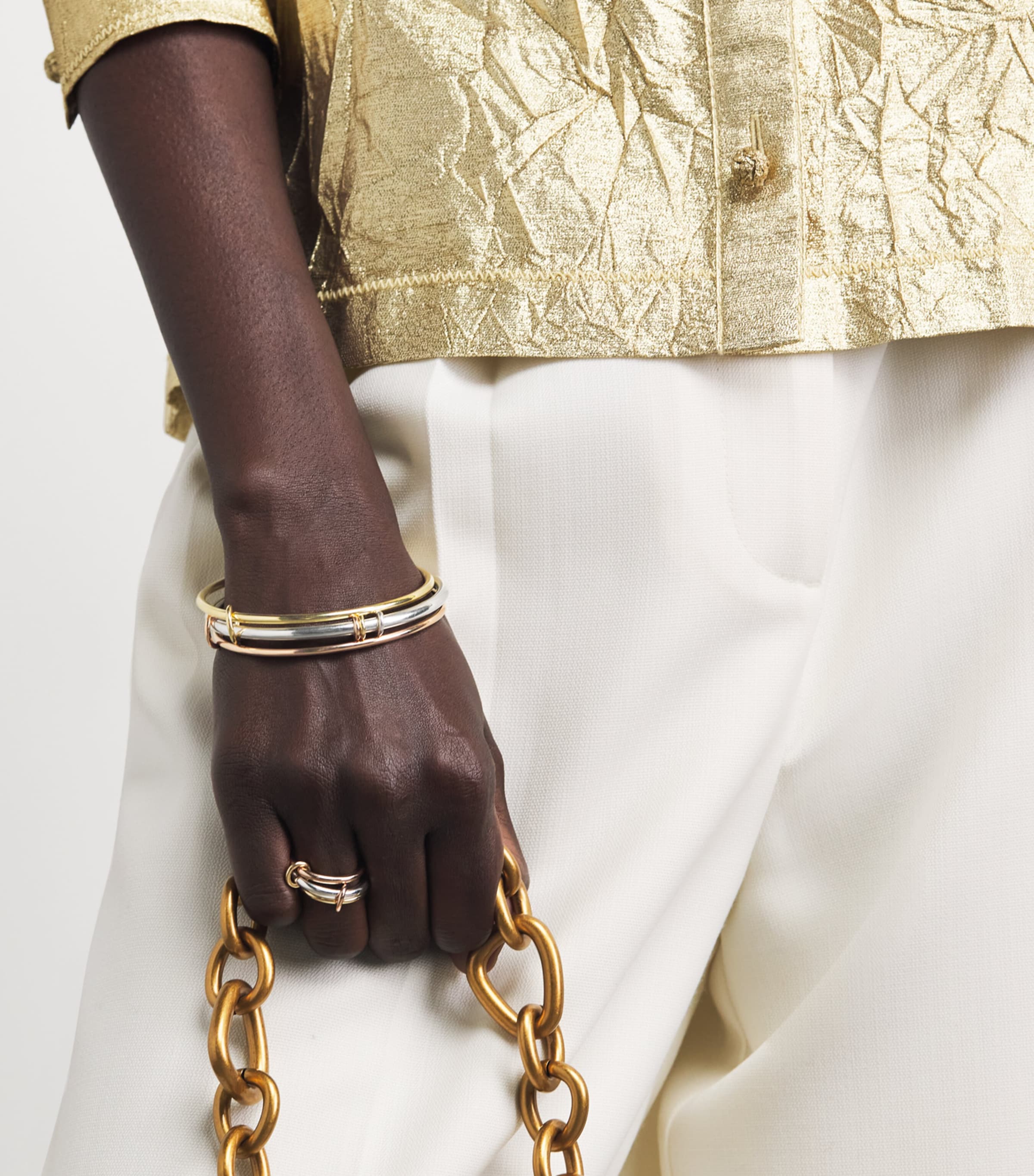 Spinelli Kilcollin Mixed Gold and Sterling Silver Baryon Layered Bangle Sterling Silver Image 2