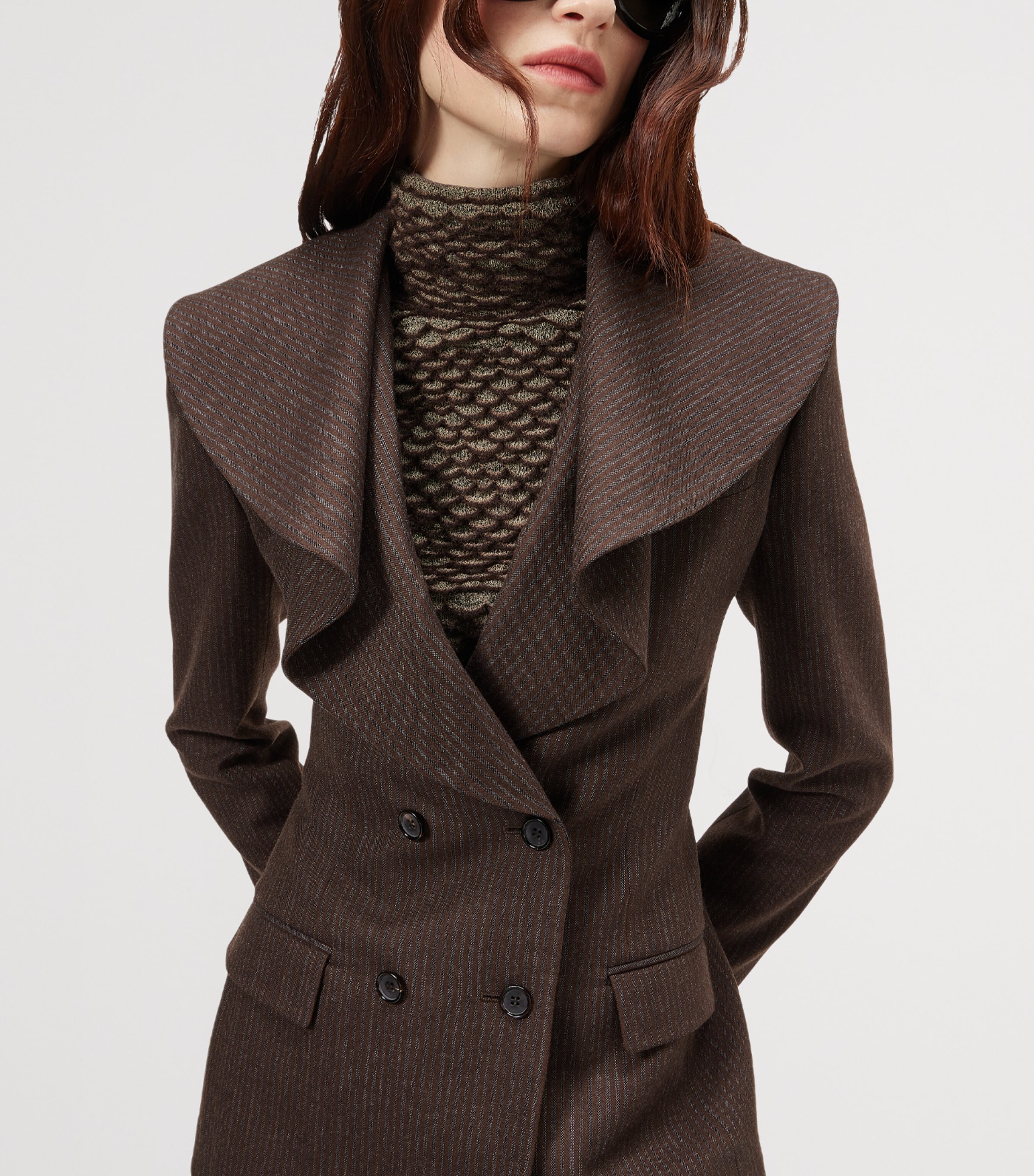McQueen Womens Wool Pinstripe Double-Breasted Blazer Image 5