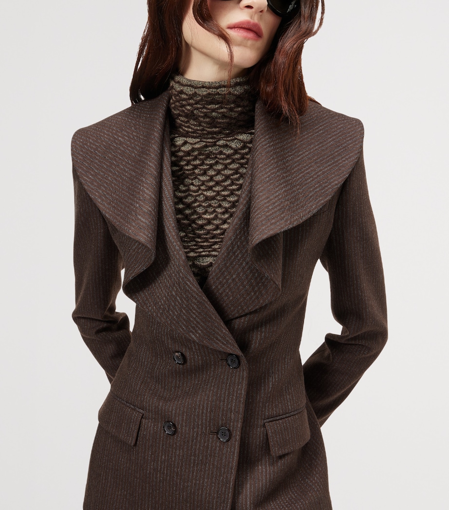 McQueen Womens Wool Pinstripe Double-Breasted Blazer Image 5