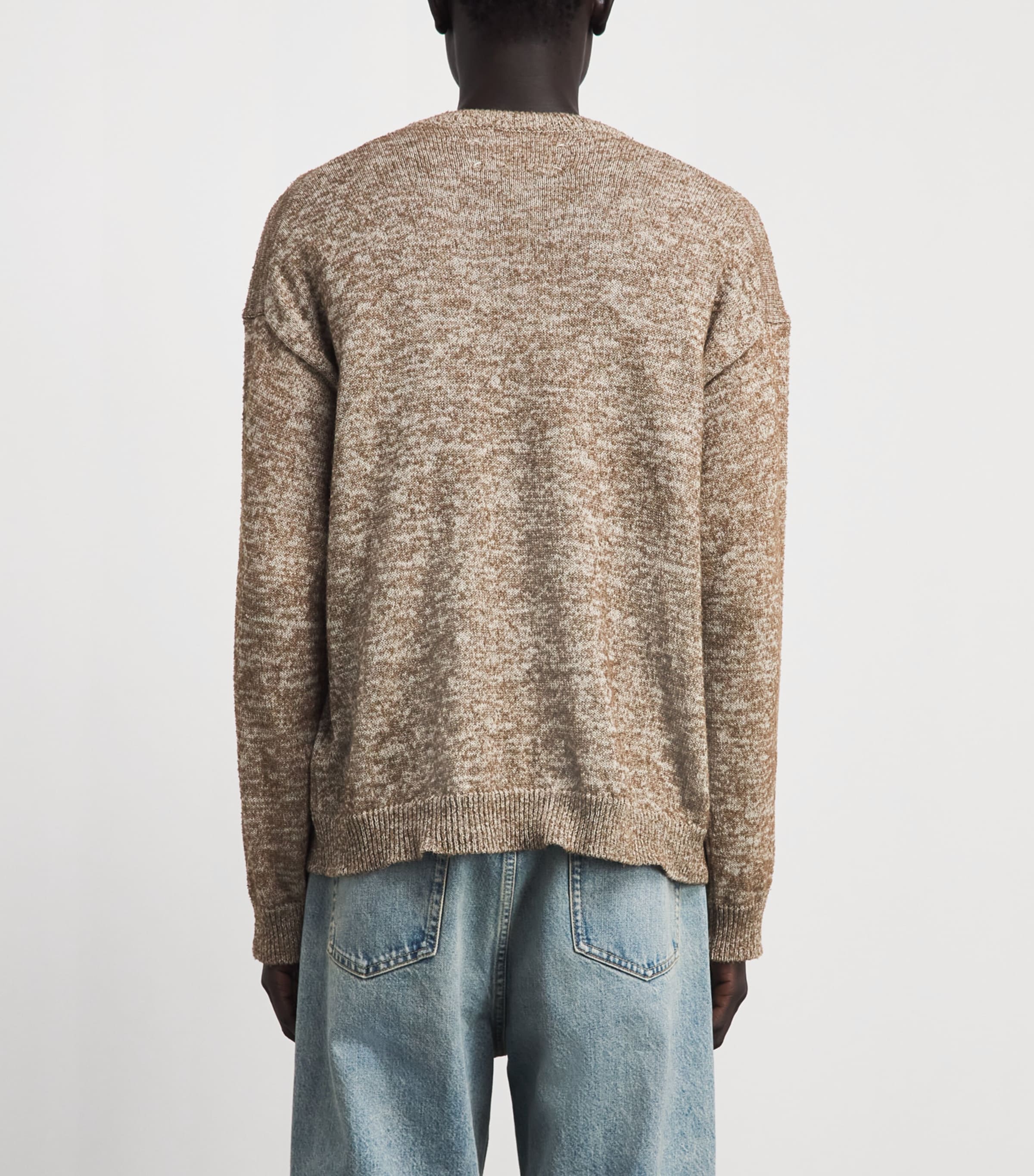 Maison Margiela Mens Wool V-Neck Sweater Brown/beige Image 5