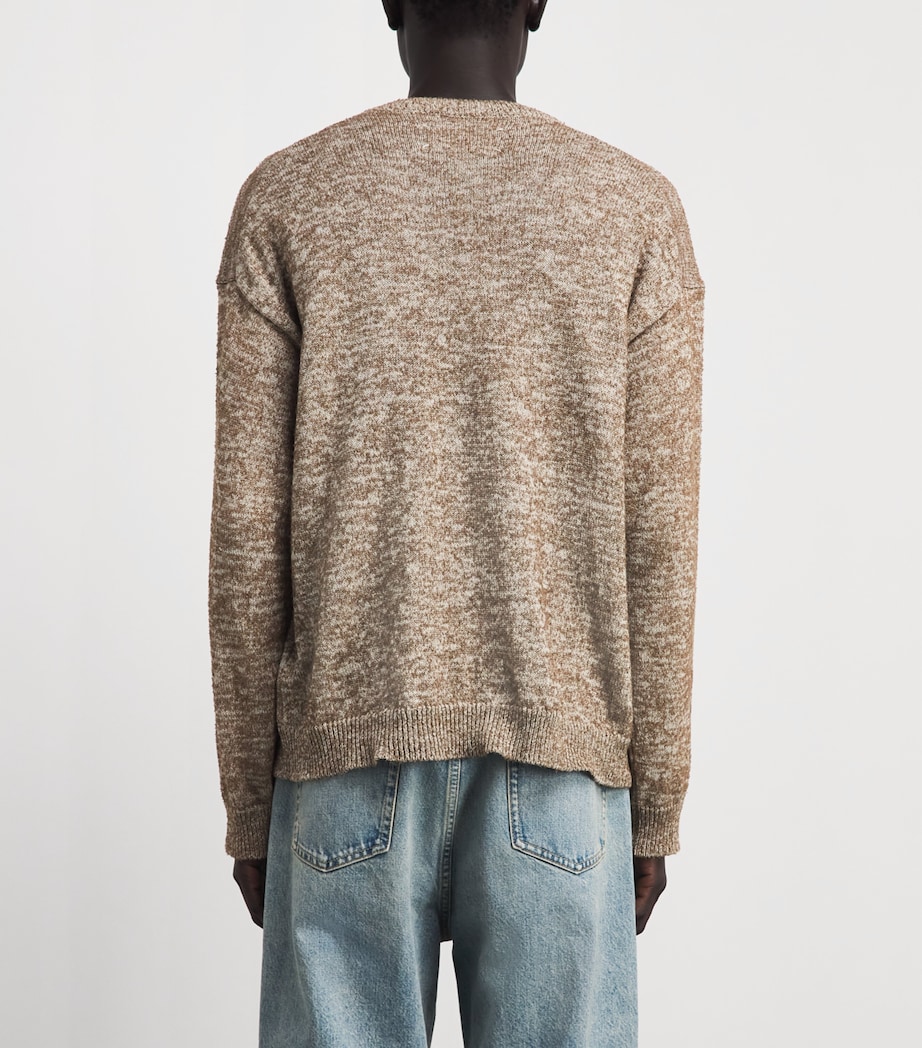 Maison Margiela Mens Wool V-Neck Sweater Brown/beige Image 5