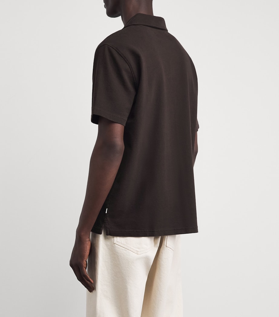 Wax London Mens Organic Cotton Atwood Polo Shirt Dark Brown Image 5