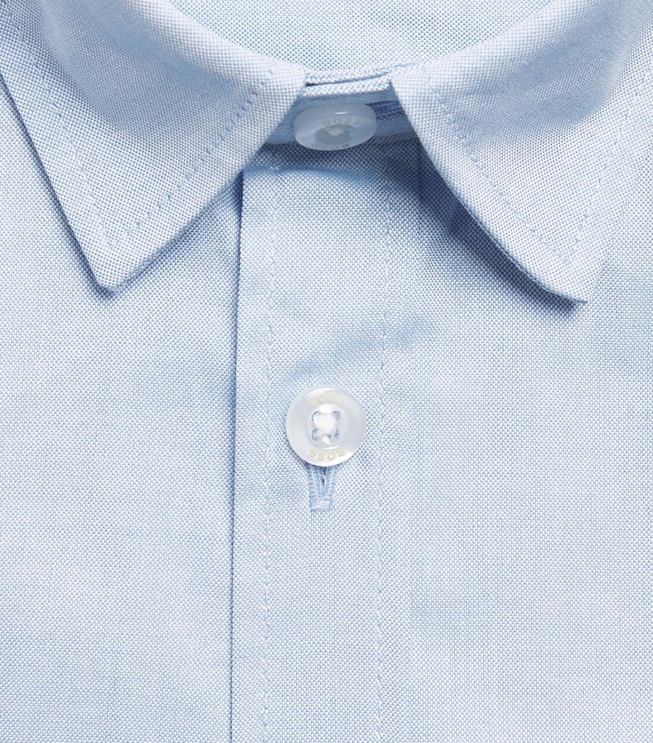 BOSS Kidswear Cotton Logo Shirt (4-16 Years) Pale Blue Black Image 2