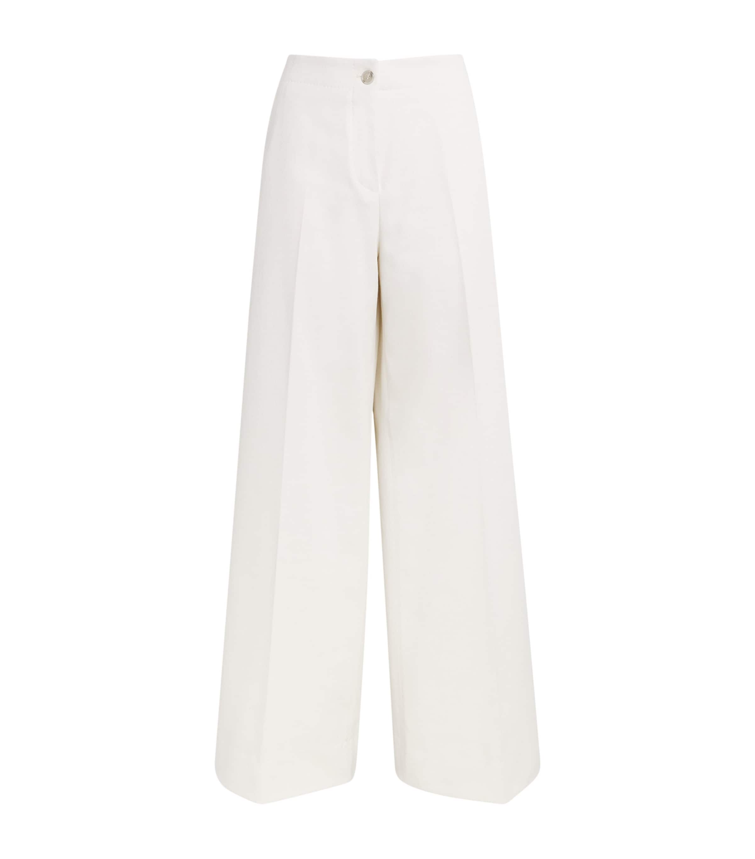 Brioni Cotton-silk Wide-leg Trousers In Multi