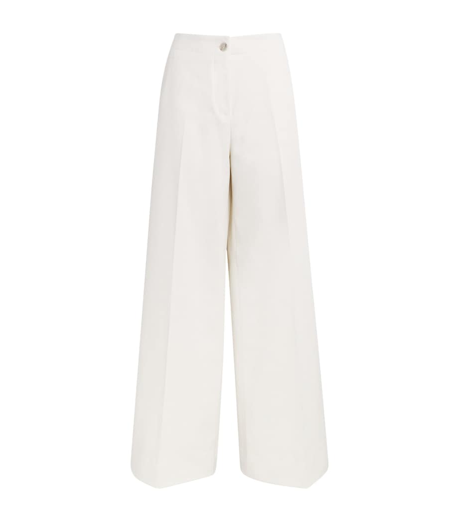 Brioni Womens Cotton-Silk Wide-Leg Trousers Image 1