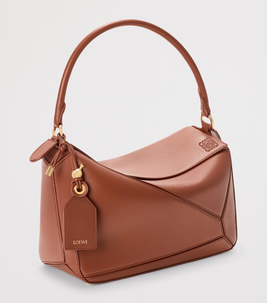 LOEWE Womens Medium Leather Featherlight Puzzle Top-Handle Bag Pecan Image 3