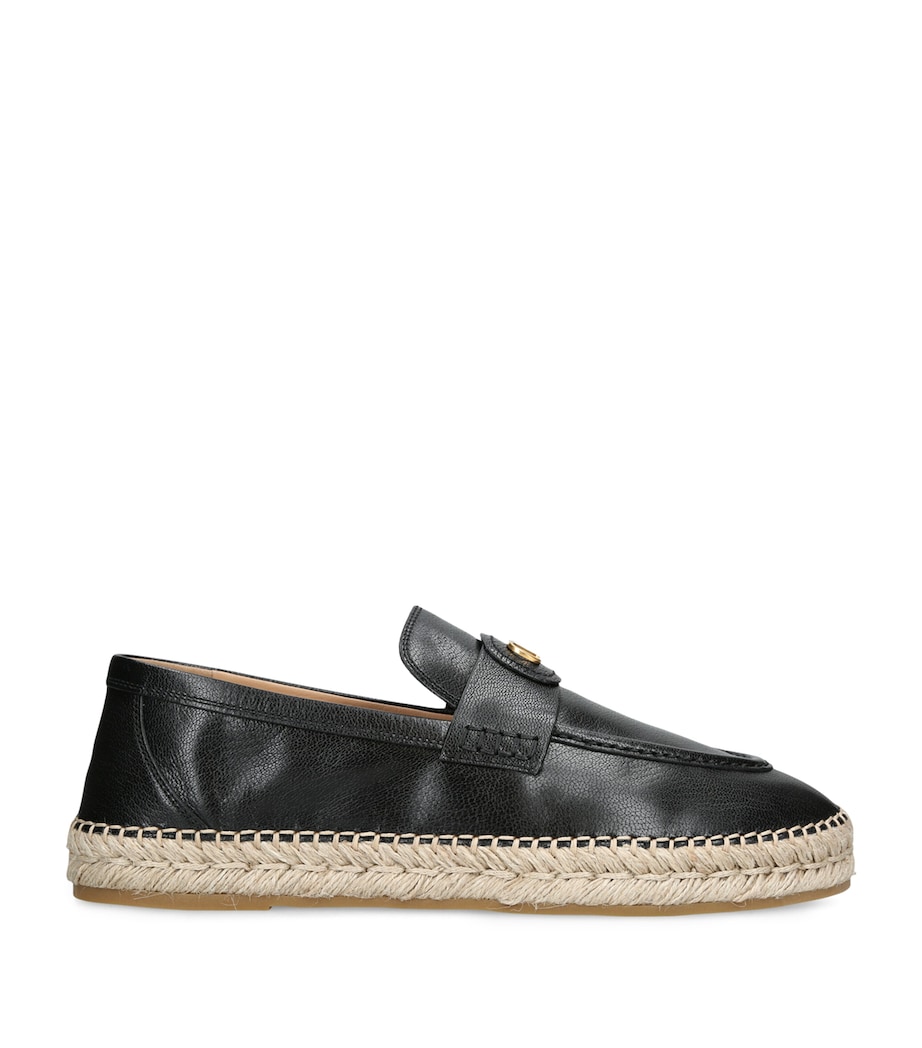 Valentino Garavani Leather Palm Avenue Espadrilles Black Image 1