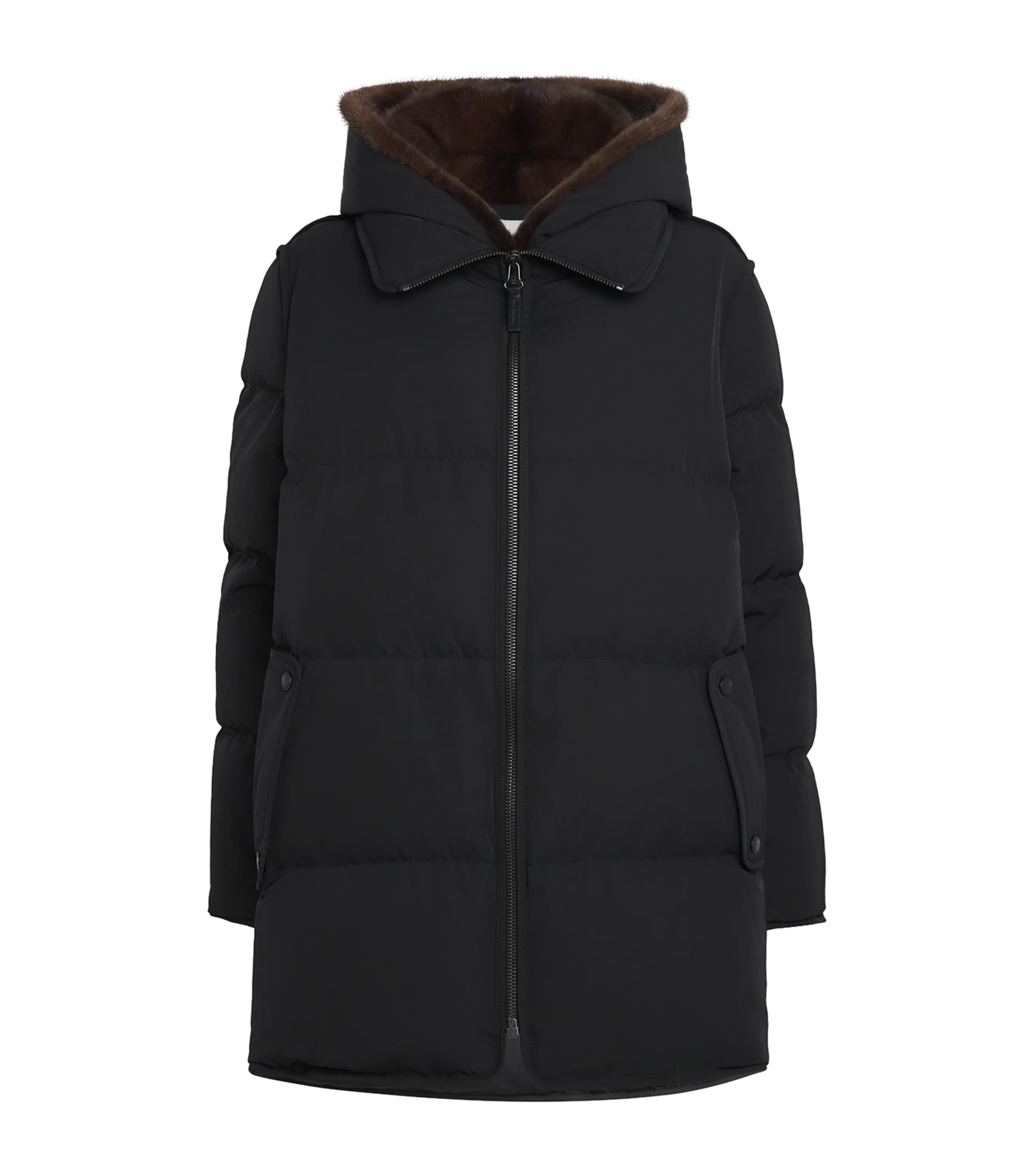 Yves Salomon Down-mink Technical Puffer Jacket In Black