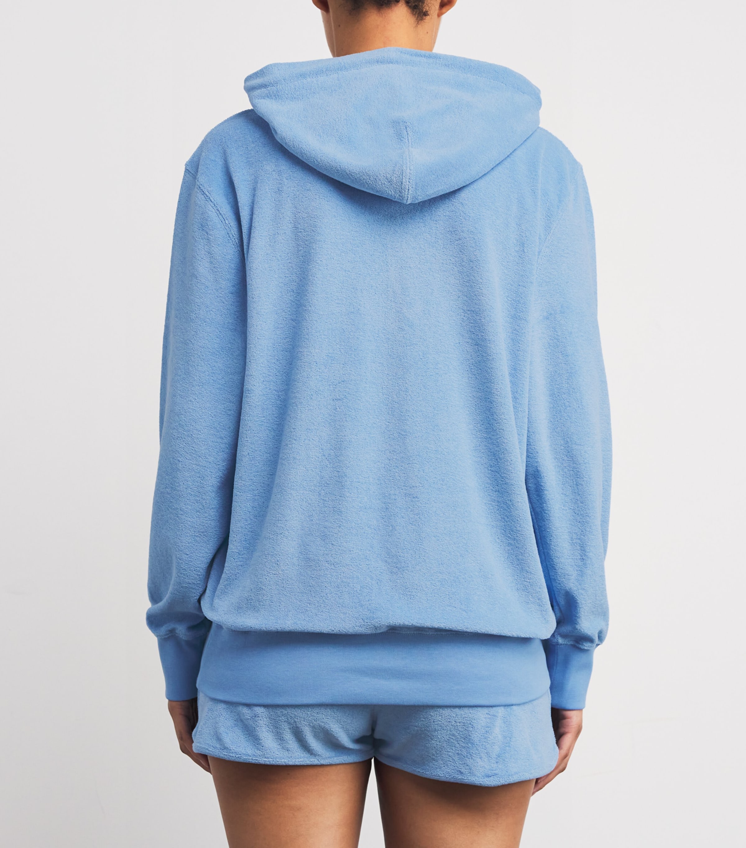 Cotton Terry Towelling Hoodie CORNFLOWER Image 4