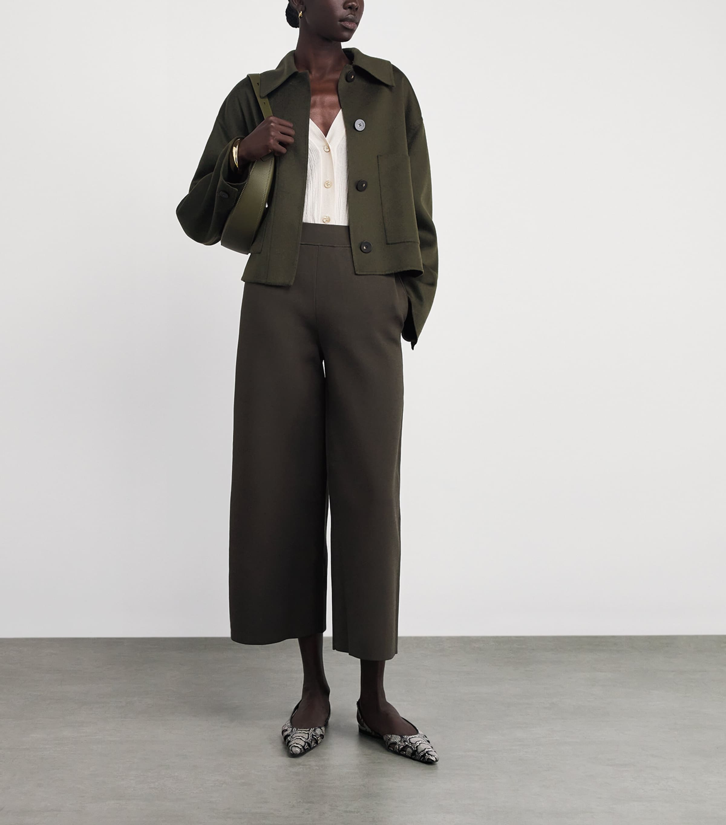 Wool-Silk Cropped Kalaa Jacket PALM LEAF Image 2