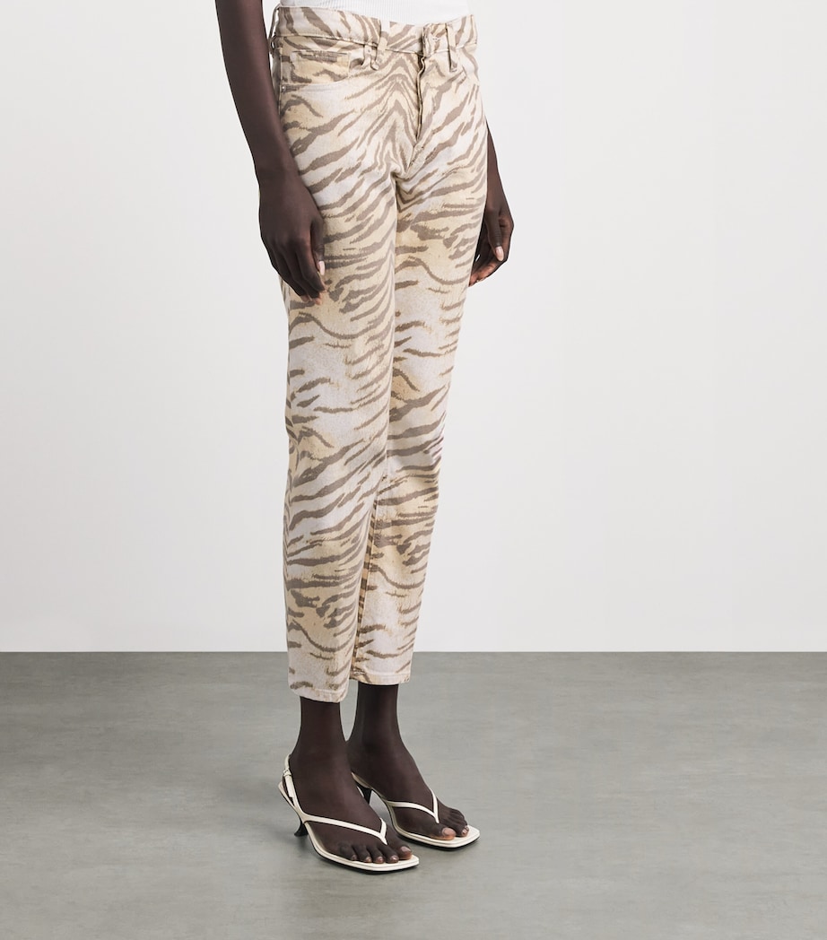 Good American Womens Tiger Print Vintage Straight Jeans Btg Brown Tiger Image 4