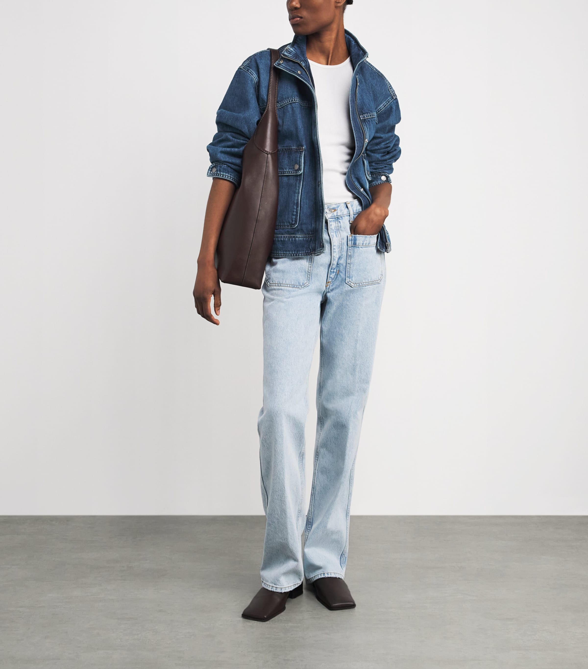 Rag & Bone Womens High-Neck Sophia Denim Jacket Easton Image 2