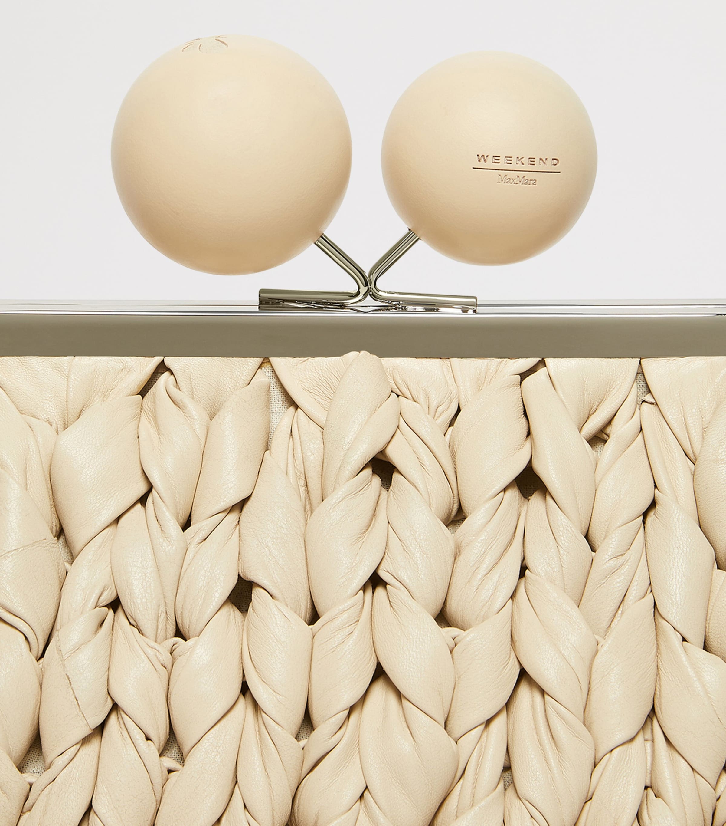 Weekend Max Mara Woven Leather Pasticcino Clutch Bag Ivory Image 7
