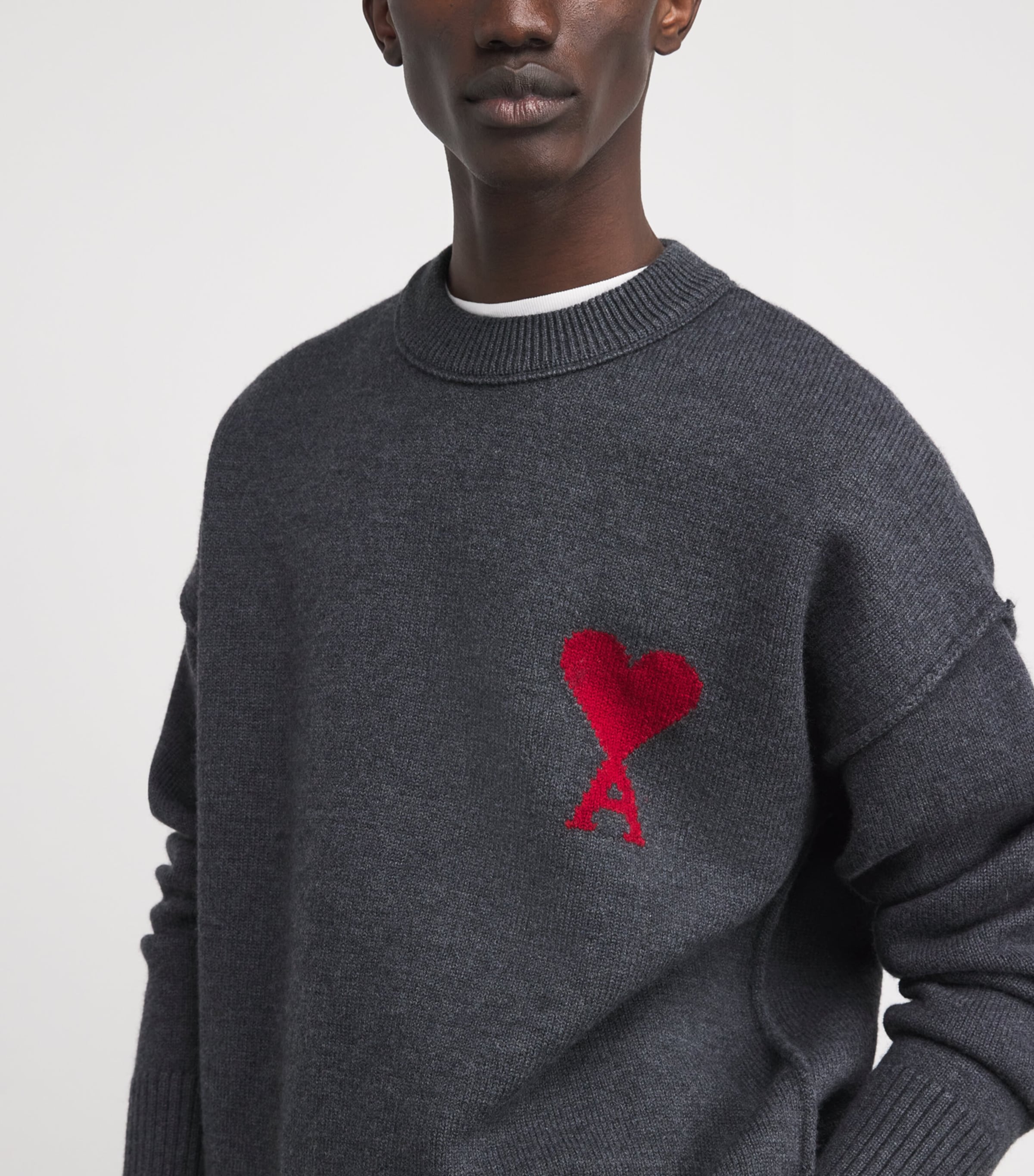 Wool Ami de Coeur Sweater 084 HEATHER GREY Image 6