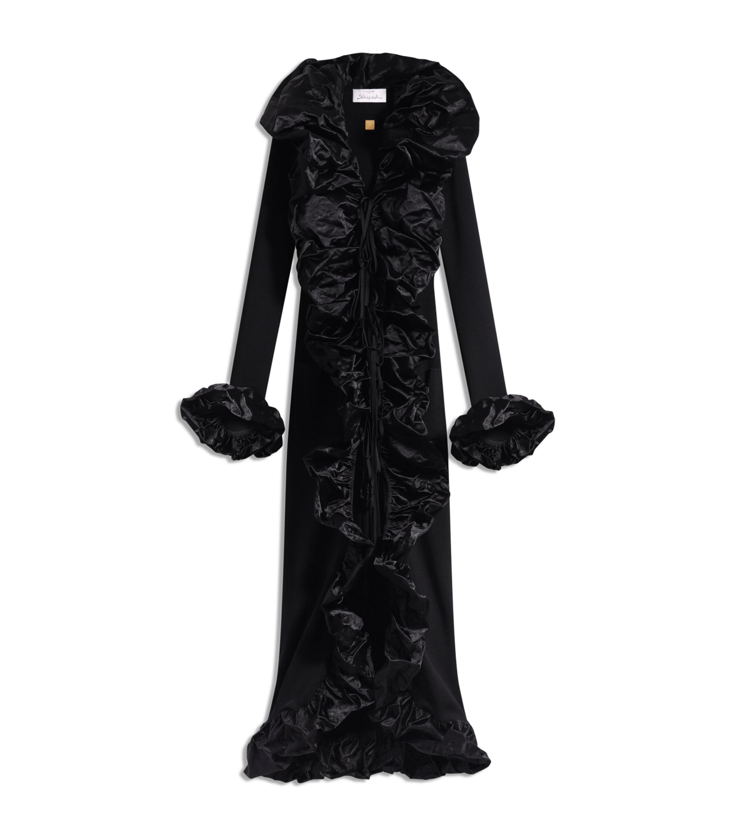 Schiaparelli Womens Ruffle-Trim Midi Dress Black Image 1