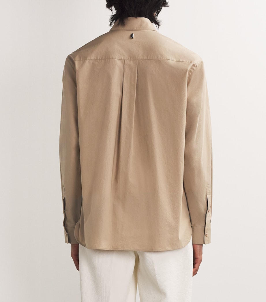 Le 17 Septembre Mens Cotton Press-Stud Shirt Beige Image 4