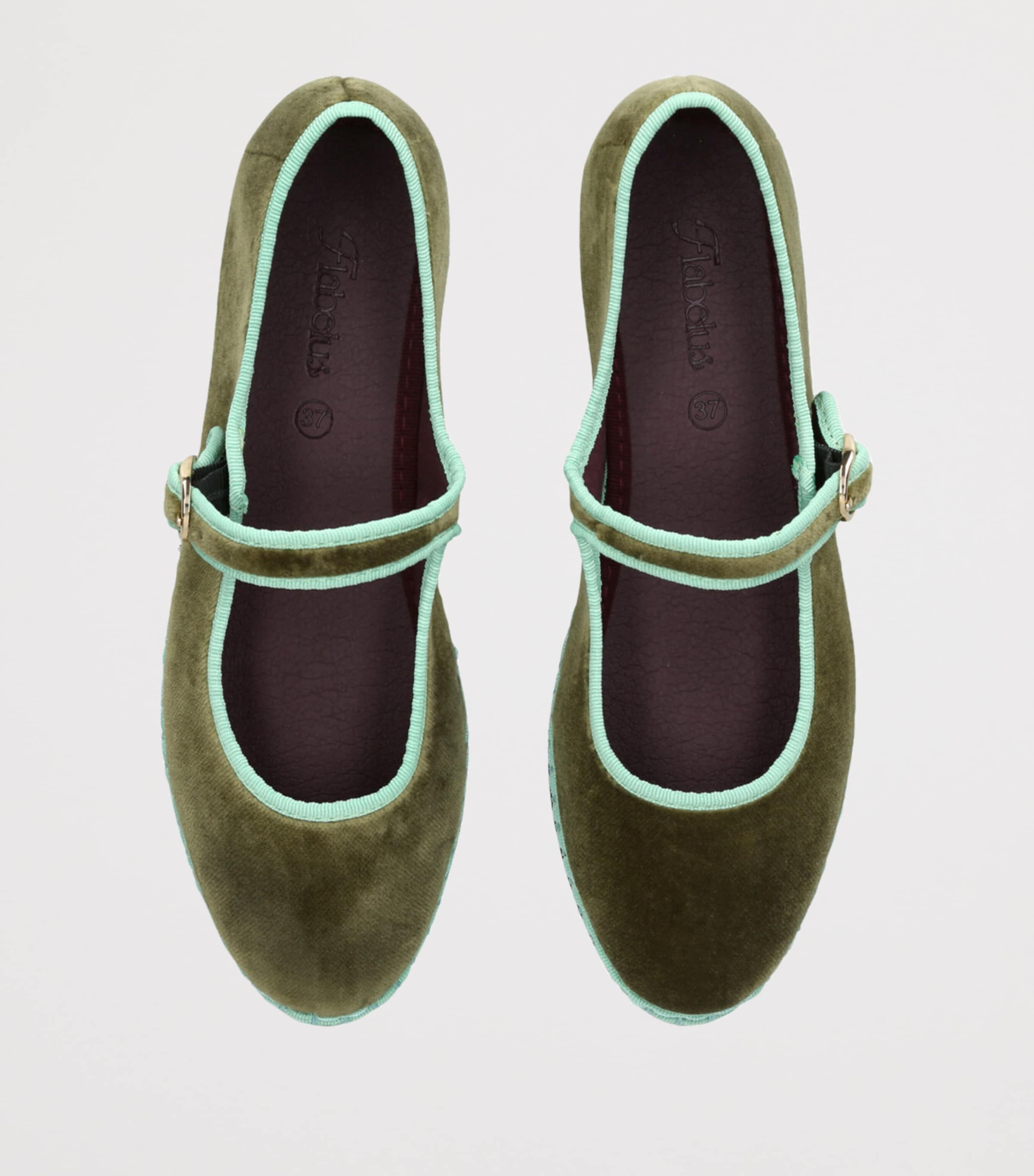 Flabelus Velvet Vera Mary Janes Dark Green Image 4